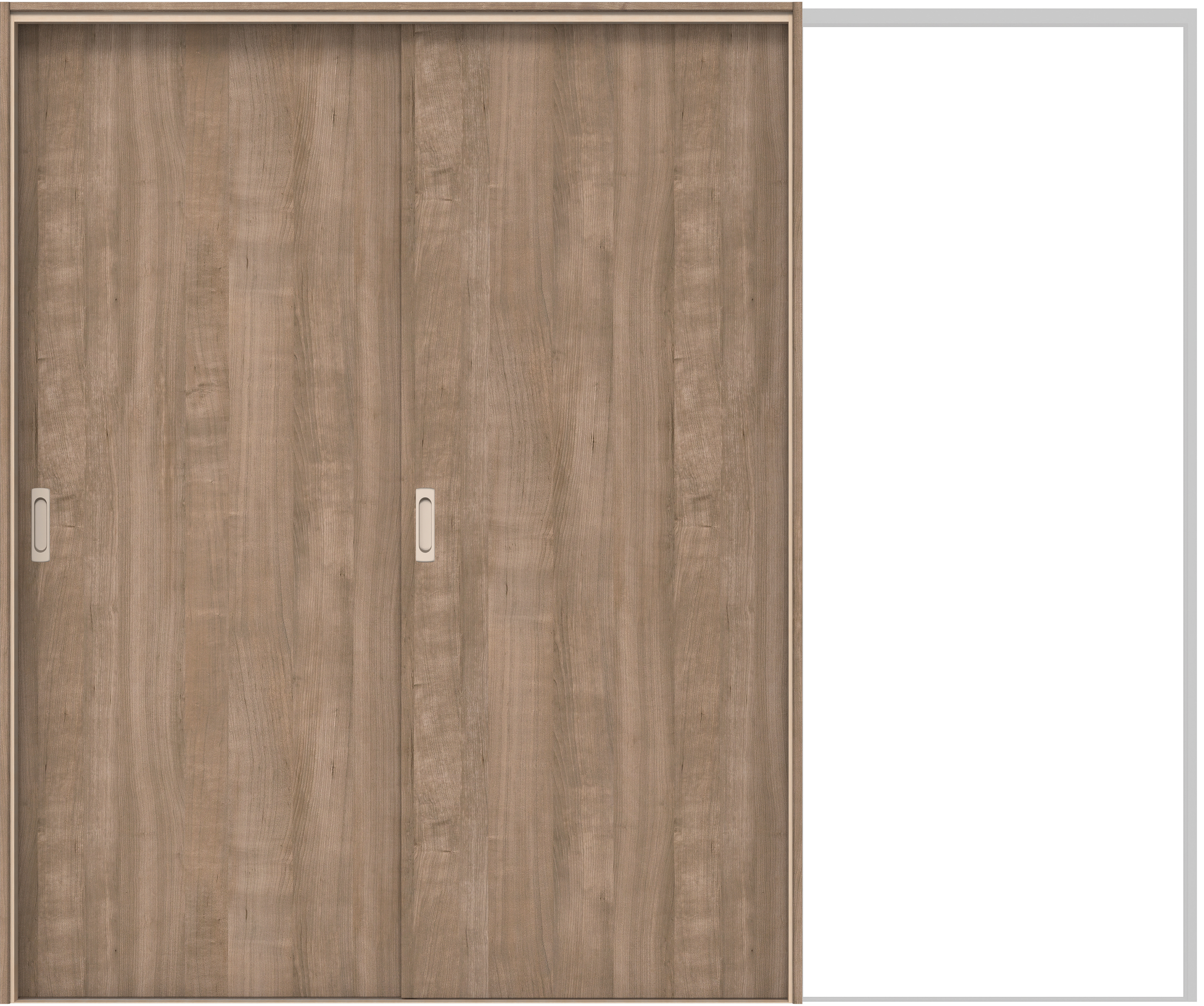 イエリア　戸襖　引戸・２枚片引　扉セット　００デザイン　２４３７幅用　２０００高　〈トープグレー柄〉　素地タイプ〈黒縁〉　左引　〈ブラック色〉×〈Ｔシルバー色〉