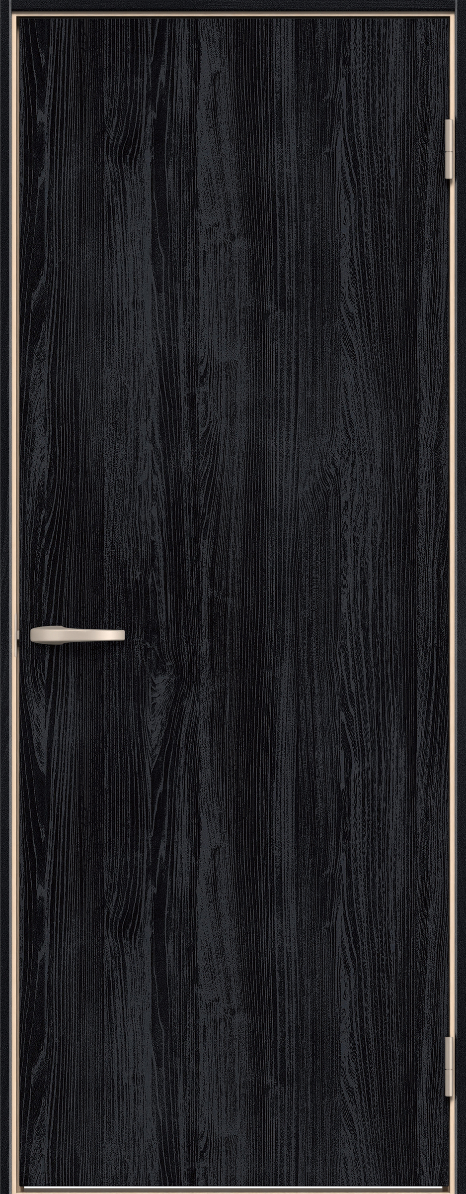 イエリア　戸襖　片開き　扉セット　００デザイン　７３５幅　２０００高　〈モスブラック柄〉　化粧タイプ（刷毛引き風）〈白縁〉　右開き　ハンドル〈Ｔシルバー色〉〈Ｔシルバー色〉