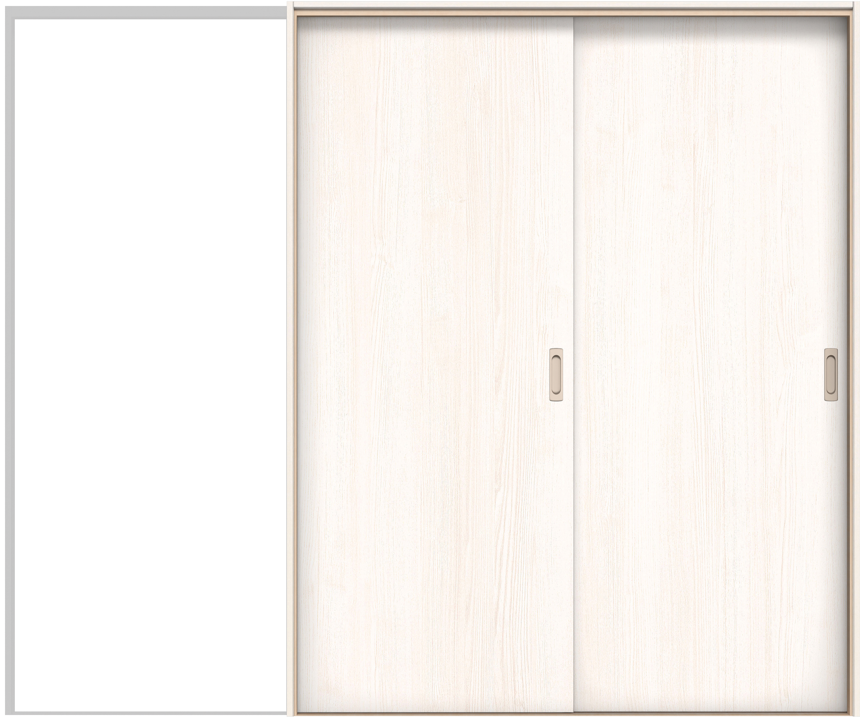 イエリア　戸襖　引戸・２枚片引　扉セット　００デザイン　２４３７幅用　２０００高　〈ネオホワイト柄〉　素地タイプ〈白縁〉　右引　〈シルバー色〉×〈Ｔシルバー色〉