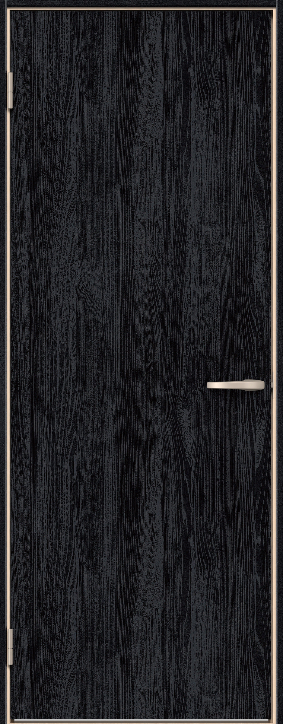 イエリア　戸襖　片開き　扉セット　００デザイン　７８０幅　２０００高　〈モスブラック柄〉　化粧タイプ（刷毛引き風）〈白縁〉　左開き　ハンドル〈Ｔシルバー色〉〈Ｔシルバー色〉