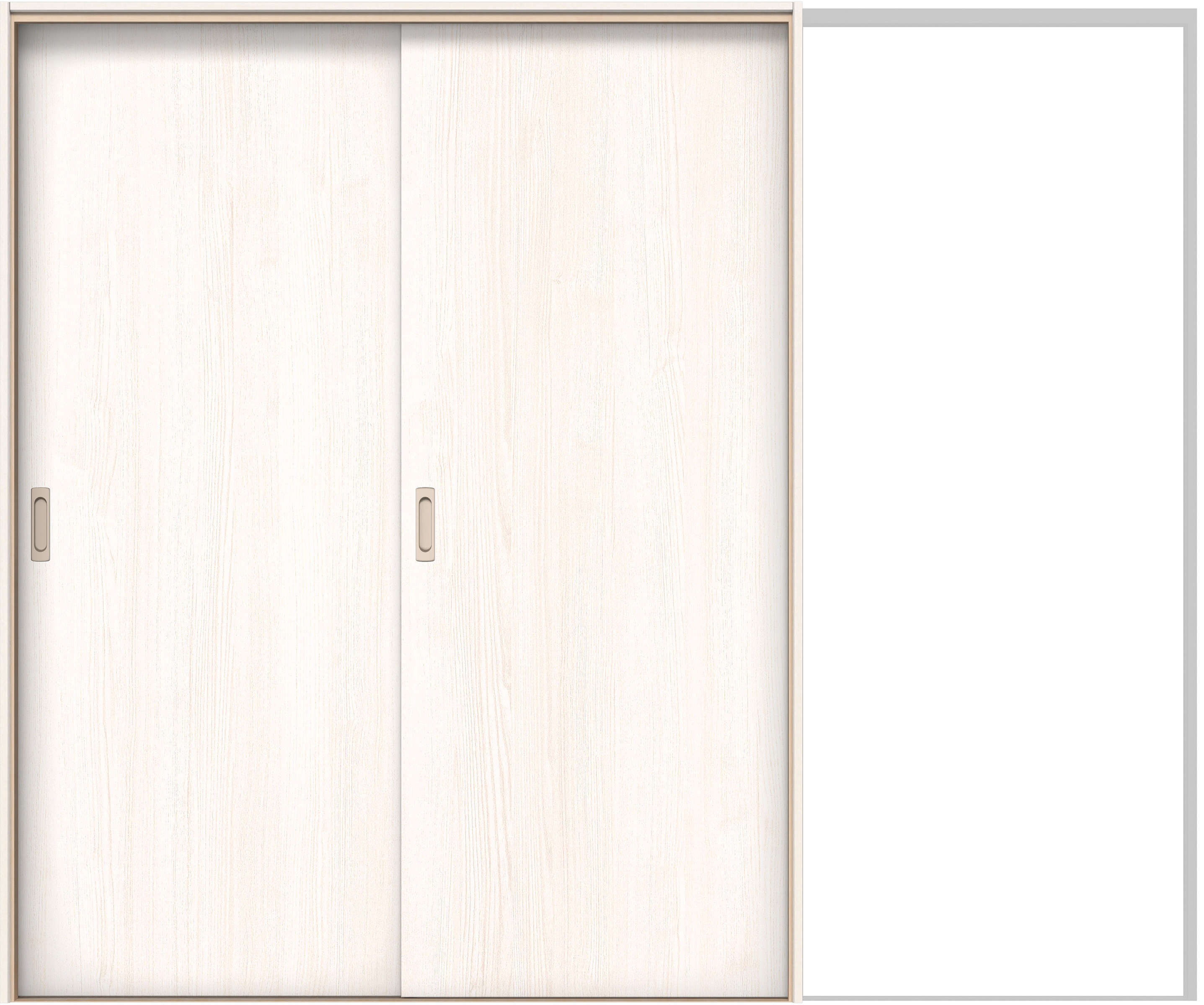 イエリア　戸襖　引戸・２枚片引　扉セット　００デザイン　２４３７幅用　２０００高　〈ネオホワイト柄〉　素地タイプ〈白縁〉　左引　〈シルバー色〉×〈Ｔシルバー色〉