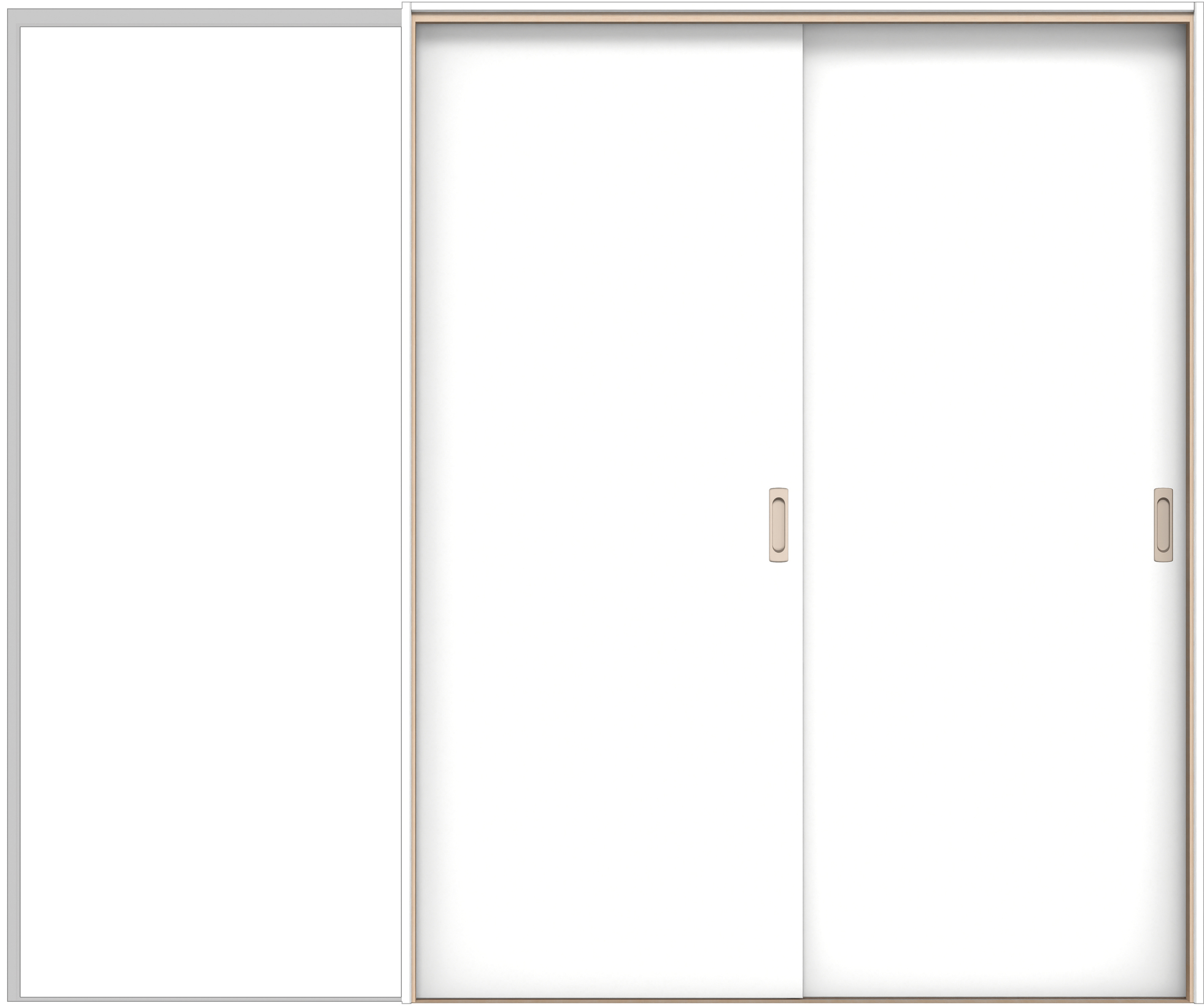 イエリア　戸襖　引戸・２枚片引　扉セット　００デザイン　２４３７幅用　２０００高　〈パウダーホワイト柄〉　素地タイプ〈白縁〉　右引　〈シルバー色〉×〈Ｔシルバー色〉