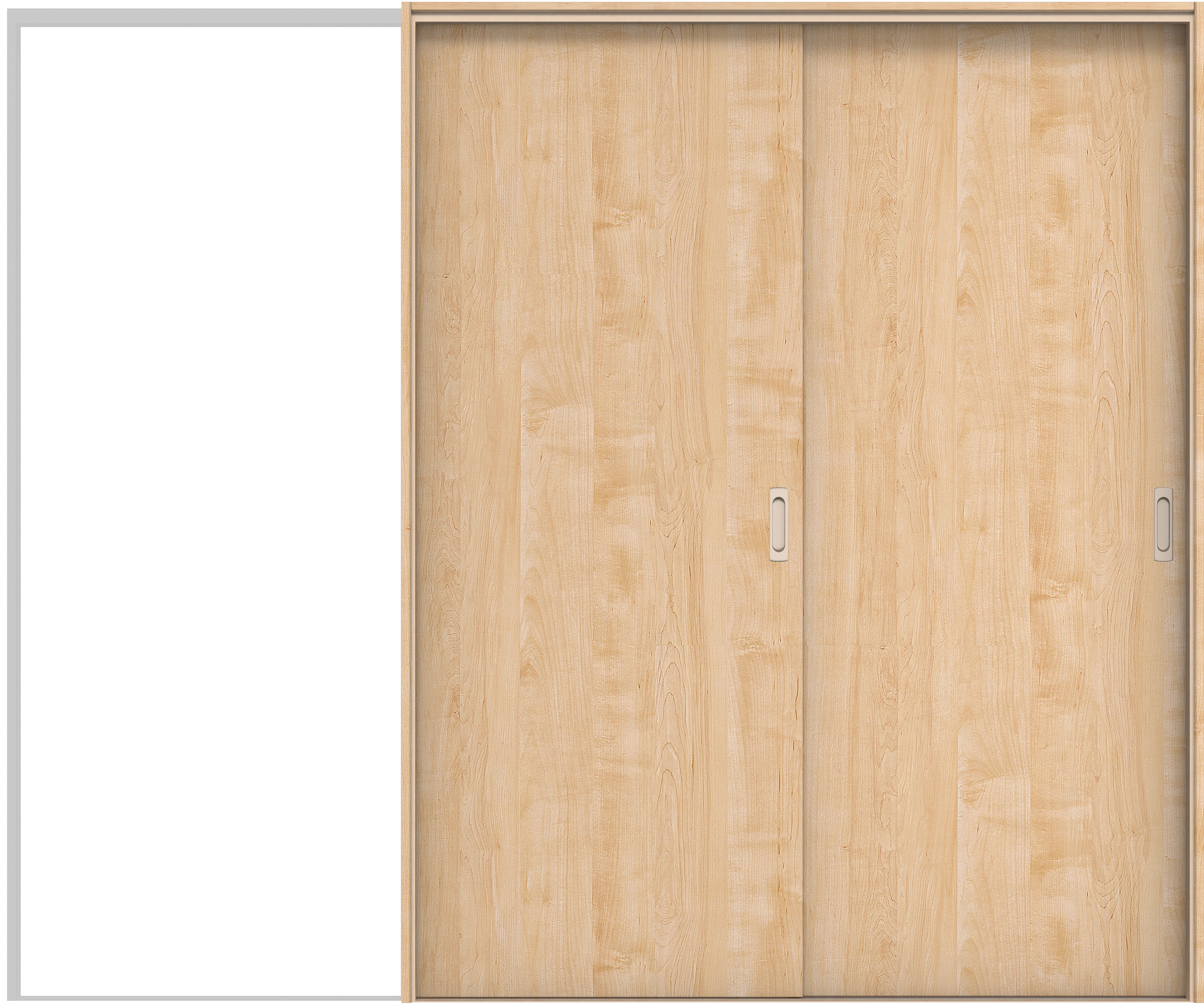 イエリア　戸襖　引戸・２枚片引　扉セット　００デザイン　２４３７幅用　２０００高　〈ミルベージュ柄〉　素地タイプ〈白縁〉　右引　〈シルバー色〉×〈Ｔシルバー色〉