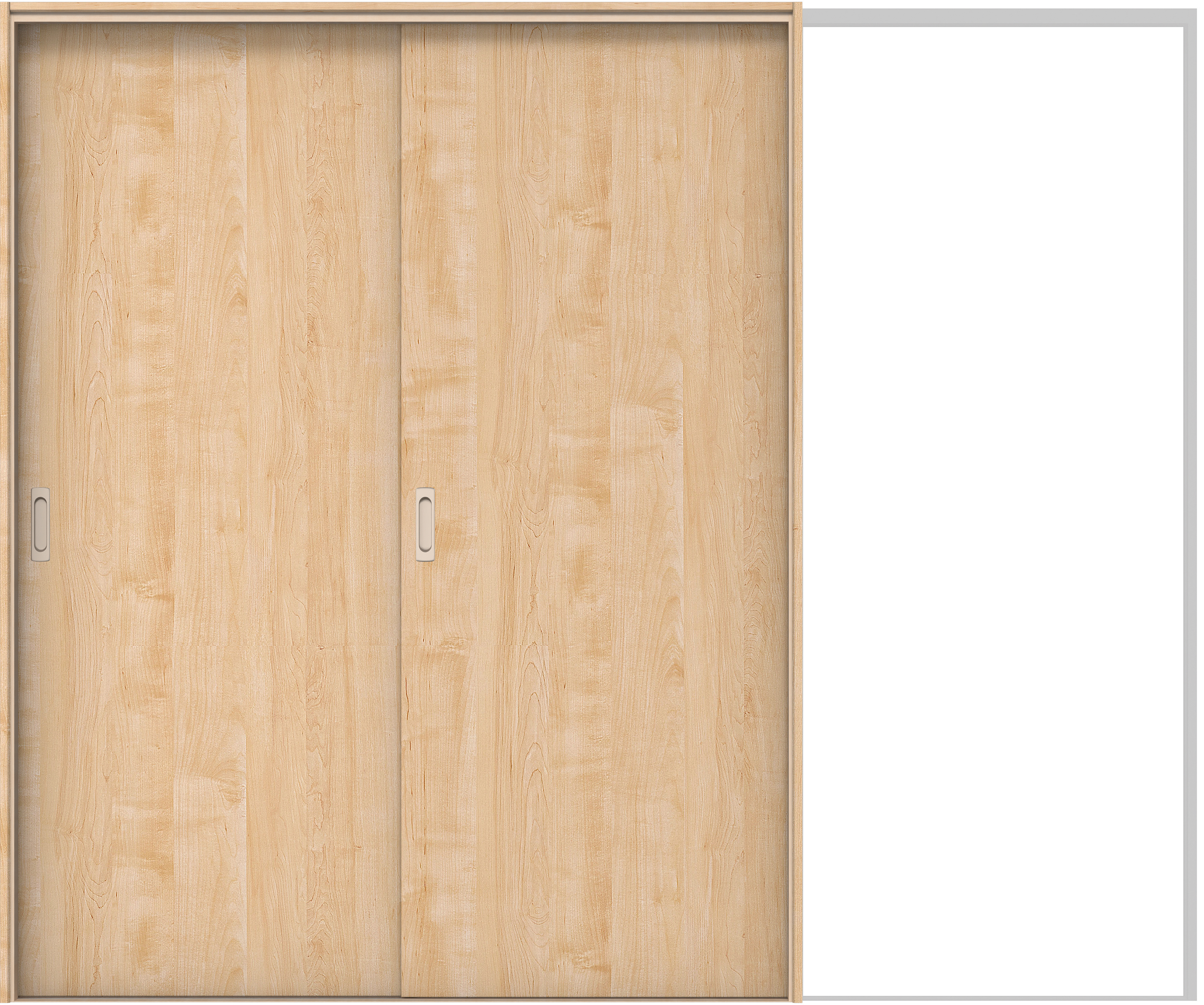 イエリア　戸襖　引戸・２枚片引　扉セット　００デザイン　２４３７幅用　２０００高　〈ミルベージュ柄〉　素地タイプ〈白縁〉　左引　〈シルバー色〉×〈Ｔシルバー色〉