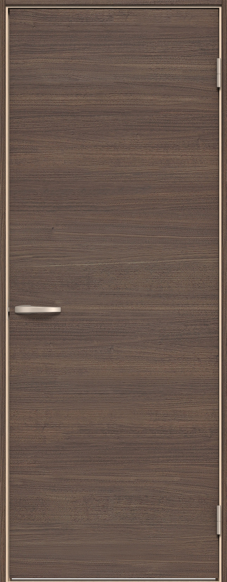 イエリア　戸襖　片開き　扉セット　Ｕ０デザイン　７５５幅　２０００高　〈ダルブラウン柄〉　化粧タイプ（刷毛引き風）〈黒縁〉　右開き　ハンドル〈ブラック色〉〈Ｔシルバー色〉