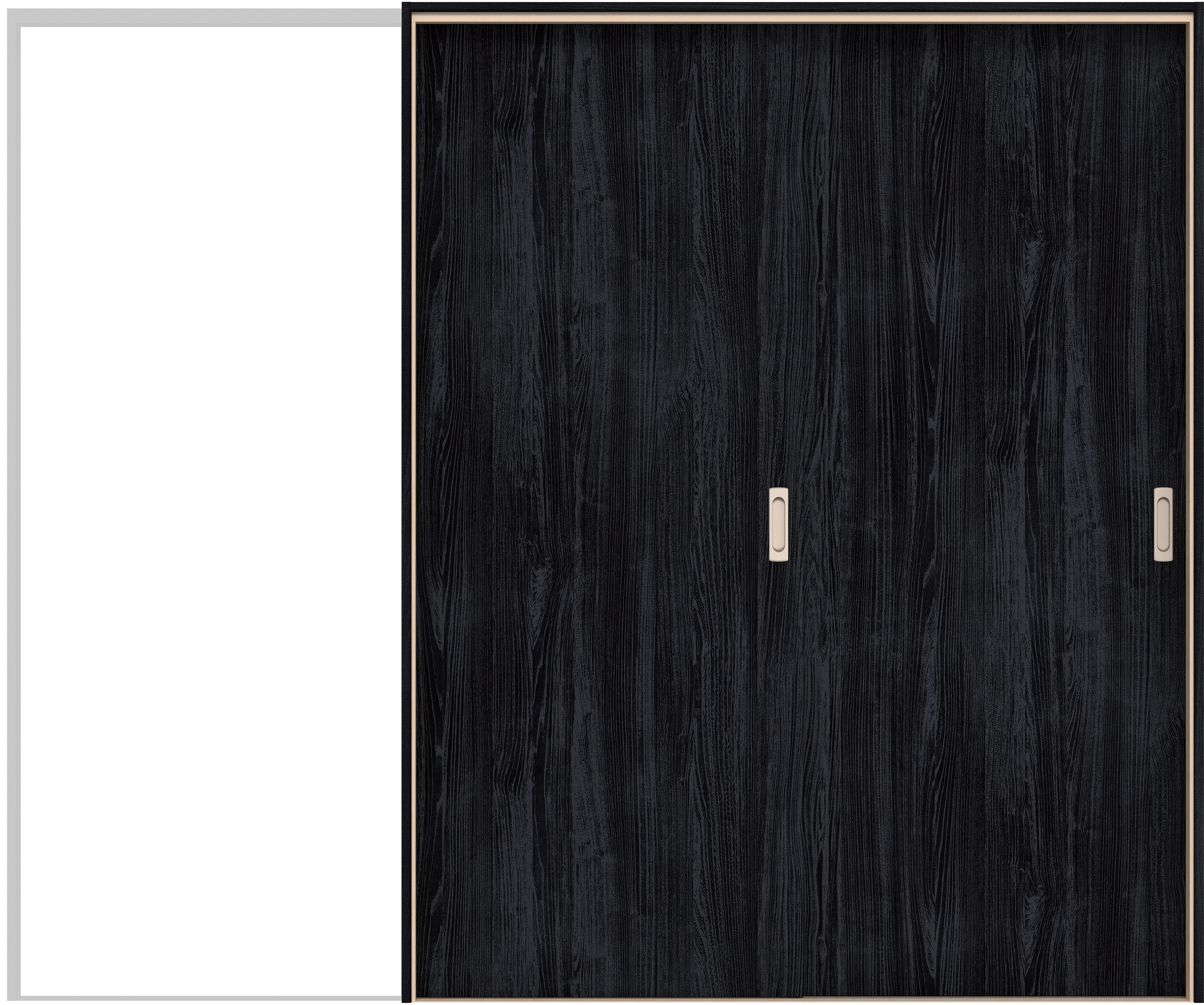 イエリア　戸襖　引戸・２枚片引　扉セット　００デザイン　２４３７幅用　２０００高　〈モスブラック柄〉　素地タイプ〈白縁〉　右引　〈シルバー色〉×〈Ｔシルバー色〉