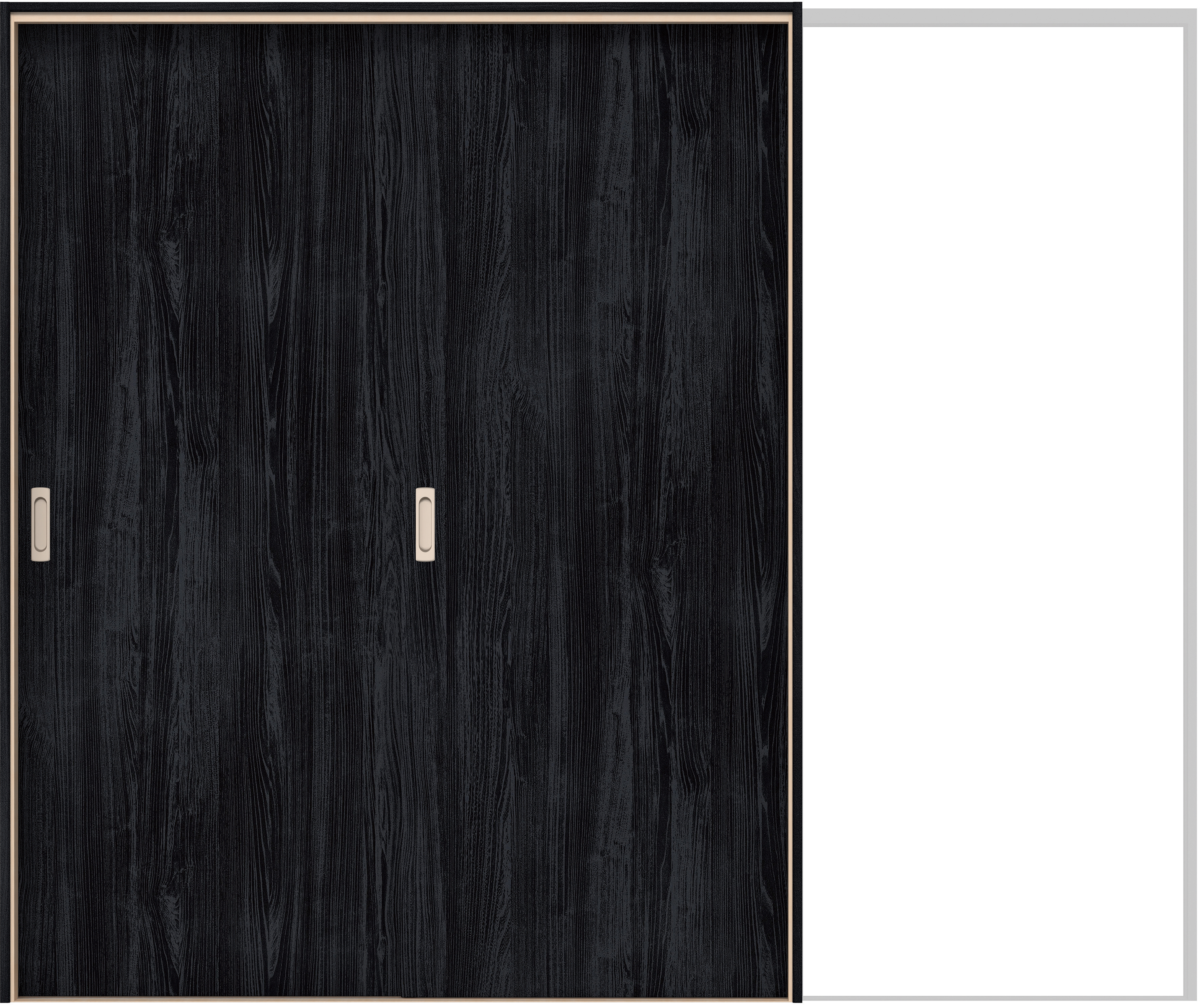 イエリア　戸襖　引戸・２枚片引　扉セット　００デザイン　２４３７幅用　２０００高　〈モスブラック柄〉　素地タイプ〈黒縁〉　左引　〈ブラック色〉×〈Ｔシルバー色〉