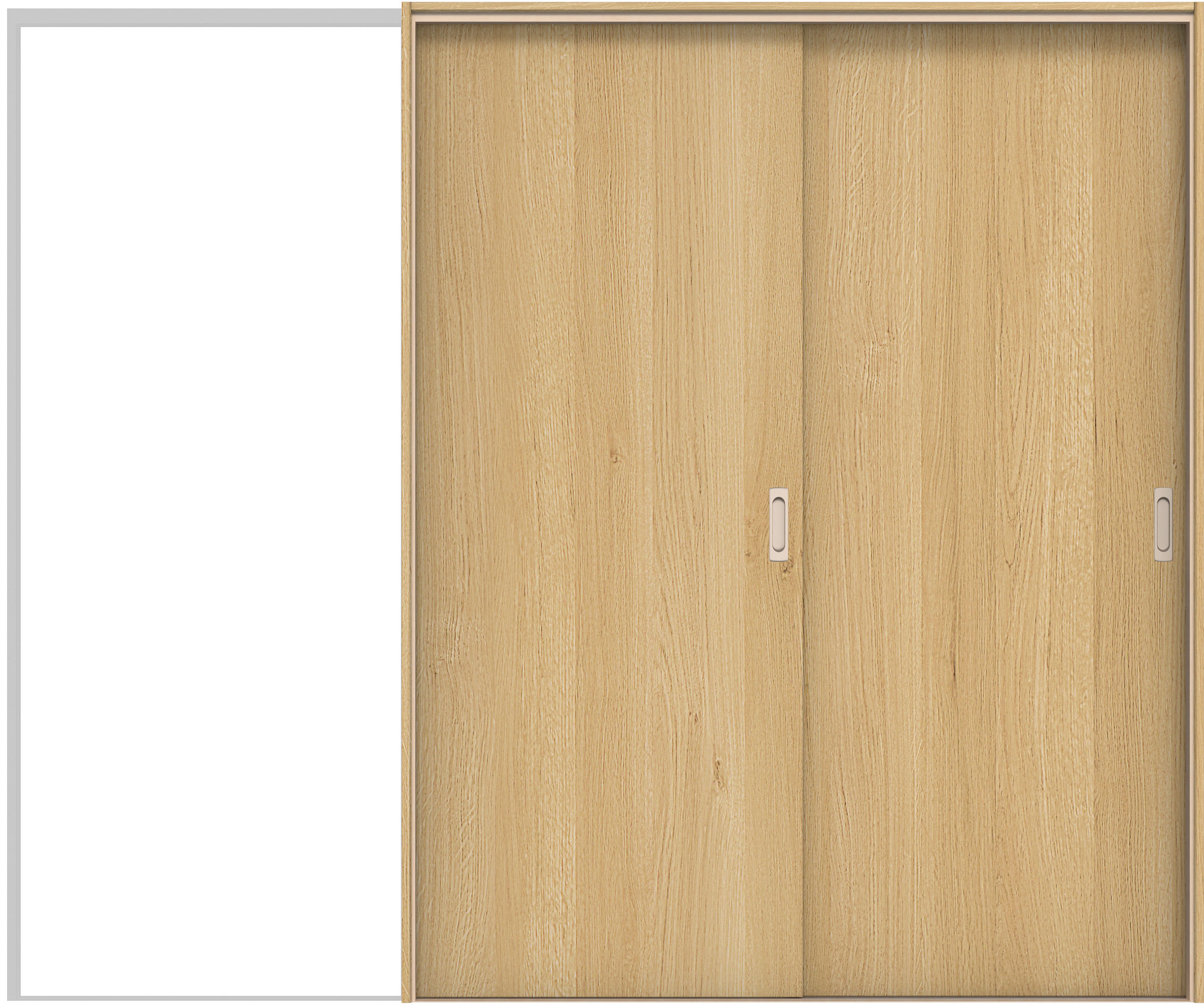 イエリア　戸襖　引戸・２枚片引　扉セット　００デザイン　２４３７幅用　２０００高　〈ライトオーカー柄〉　素地タイプ〈白縁〉　右引　〈シルバー色〉×〈Ｔシルバー色〉