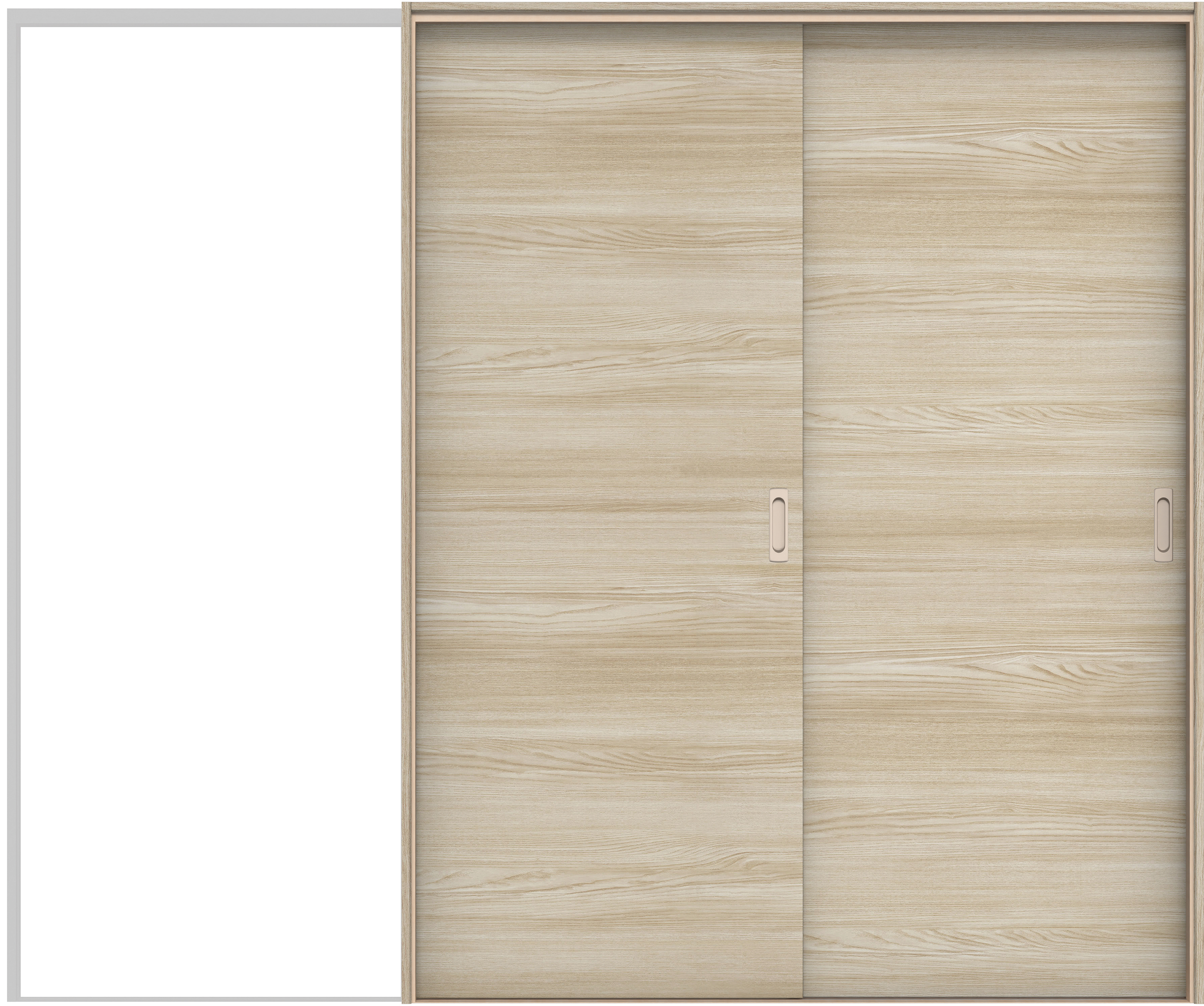 イエリア　戸襖　引戸・２枚片引　扉セット　Ｕ０デザイン　２４３７幅用　２０００高　〈ソフトグレージュ柄〉　素地タイプ〈黒縁〉　右引　〈ブラック色〉×〈Ｔシルバー色〉