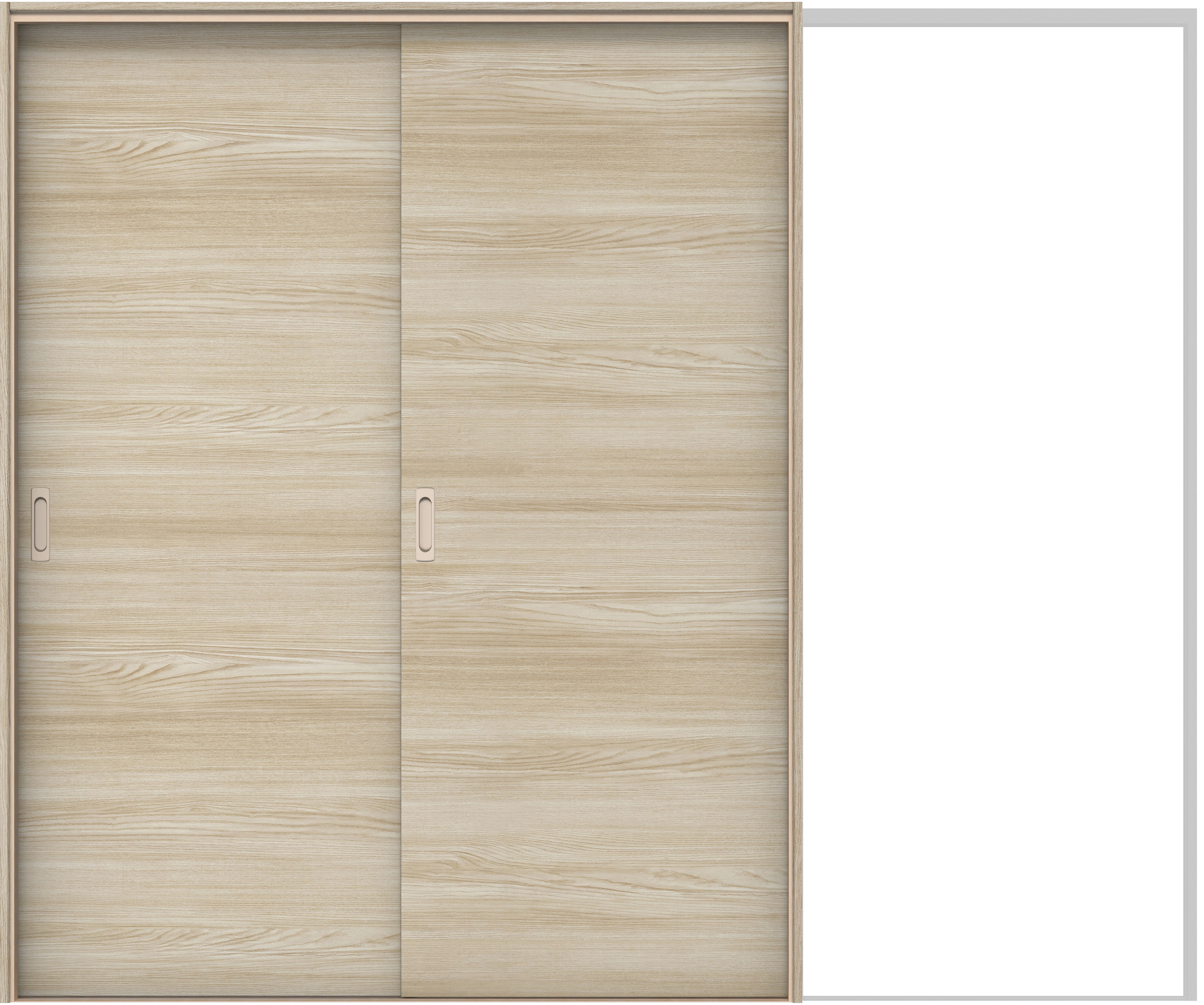 イエリア　戸襖　引戸・２枚片引　扉セット　Ｕ０デザイン　２４３７幅用　２０００高　〈ソフトグレージュ柄〉　素地タイプ〈黒縁〉　左引　〈ブラック色〉×〈Ｔシルバー色〉