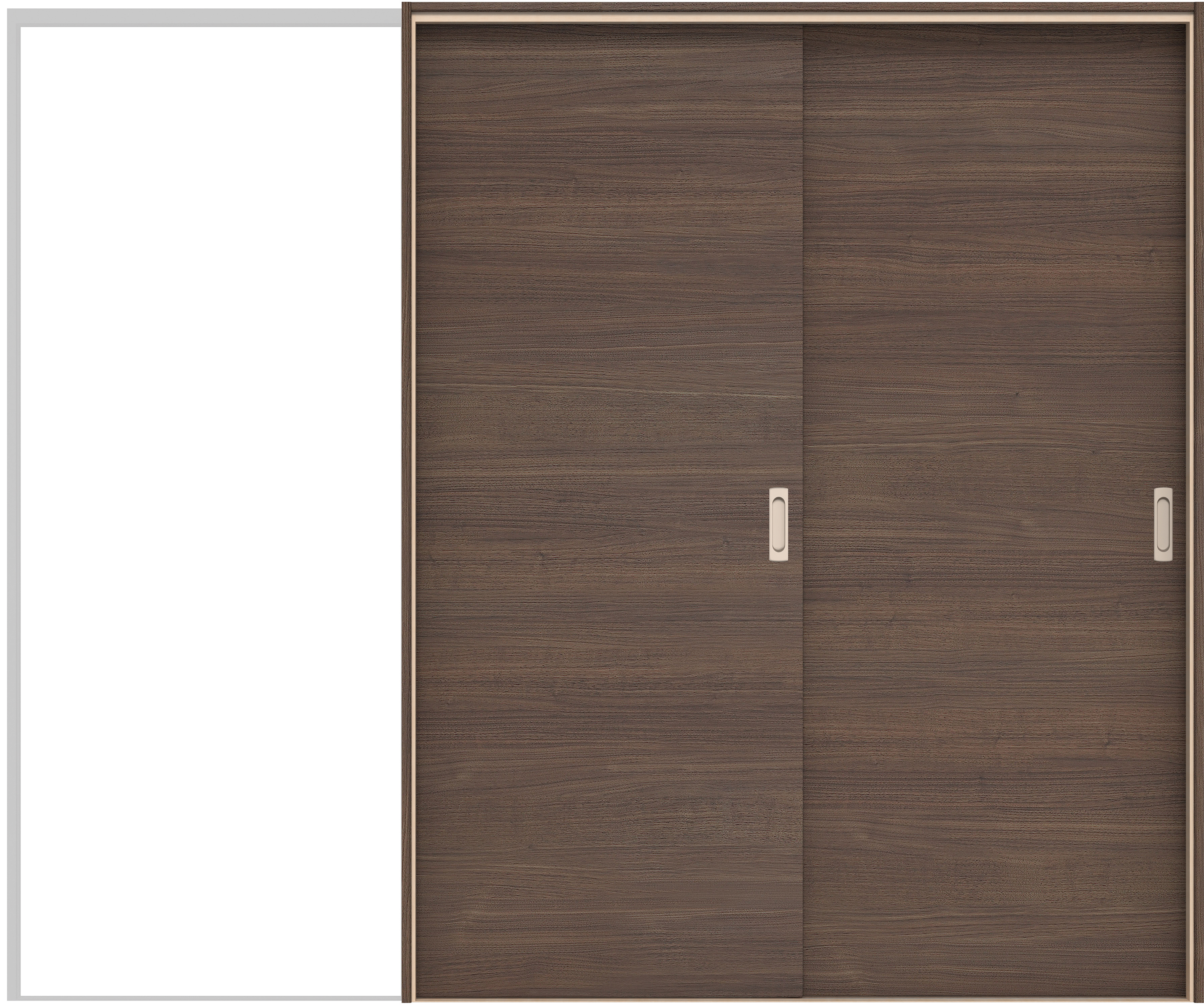 イエリア　戸襖　引戸・２枚片引　扉セット　Ｕ０デザイン　２４３７幅用　２０００高　〈ダルブラウン柄〉　素地タイプ〈黒縁〉　右引　〈ブラック色〉×〈Ｔシルバー色〉