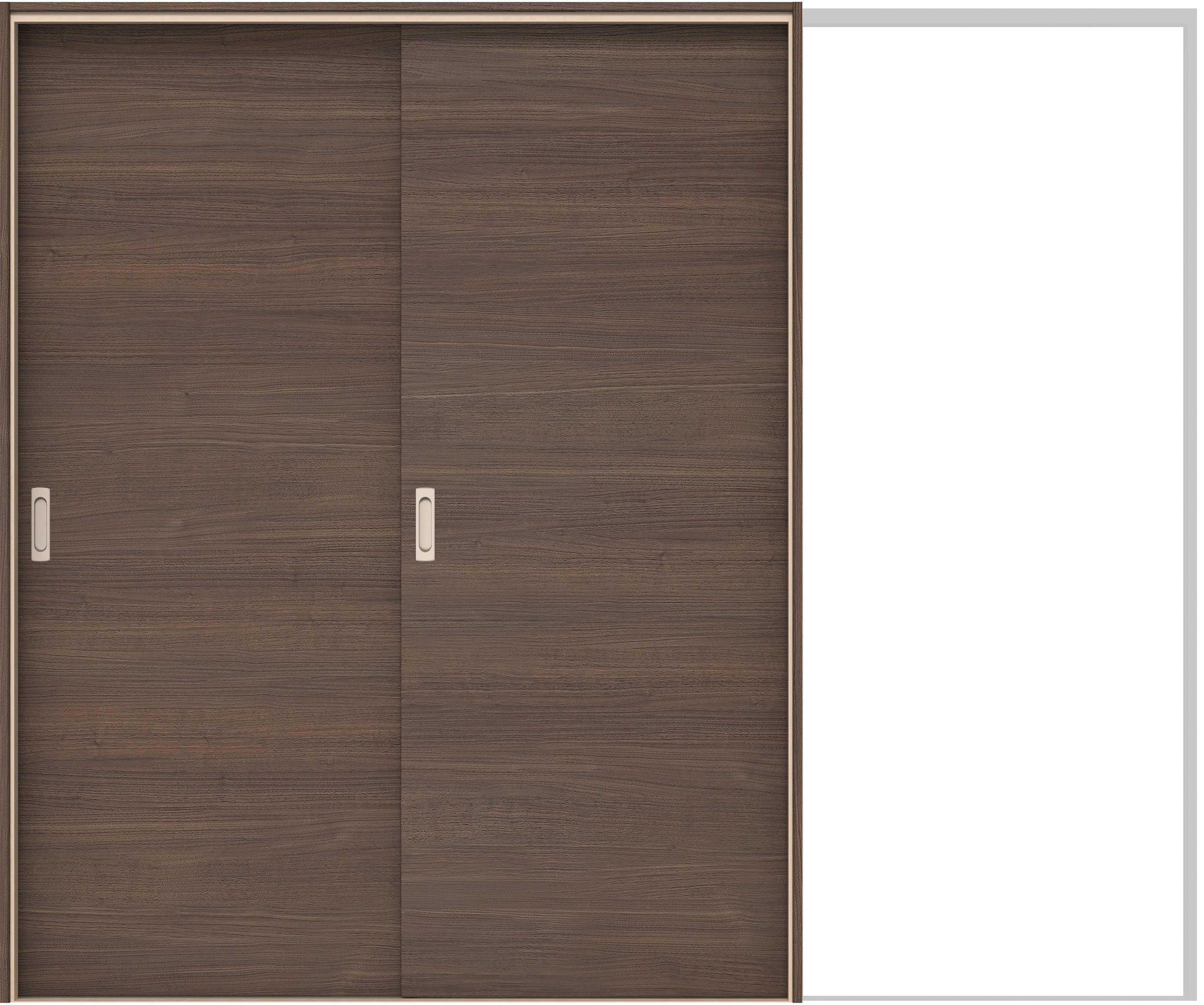 イエリア　戸襖　引戸・２枚片引　扉セット　Ｕ０デザイン　２４３７幅用　２０００高　〈ダルブラウン柄〉　素地タイプ〈黒縁〉　左引　〈ブラック色〉×〈Ｔシルバー色〉