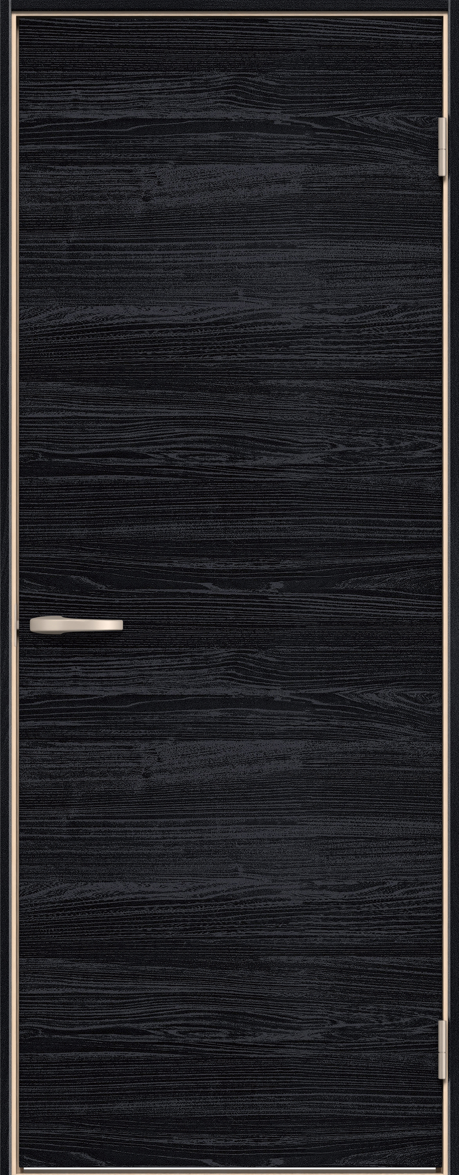 イエリア　戸襖　片開き　扉セット　Ｕ０デザイン　７５５幅　２０００高　〈モスブラック柄〉　化粧タイプ（刷毛引き風）〈黒縁〉　右開き　ハンドル〈ブラック色〉〈Ｔシルバー色〉