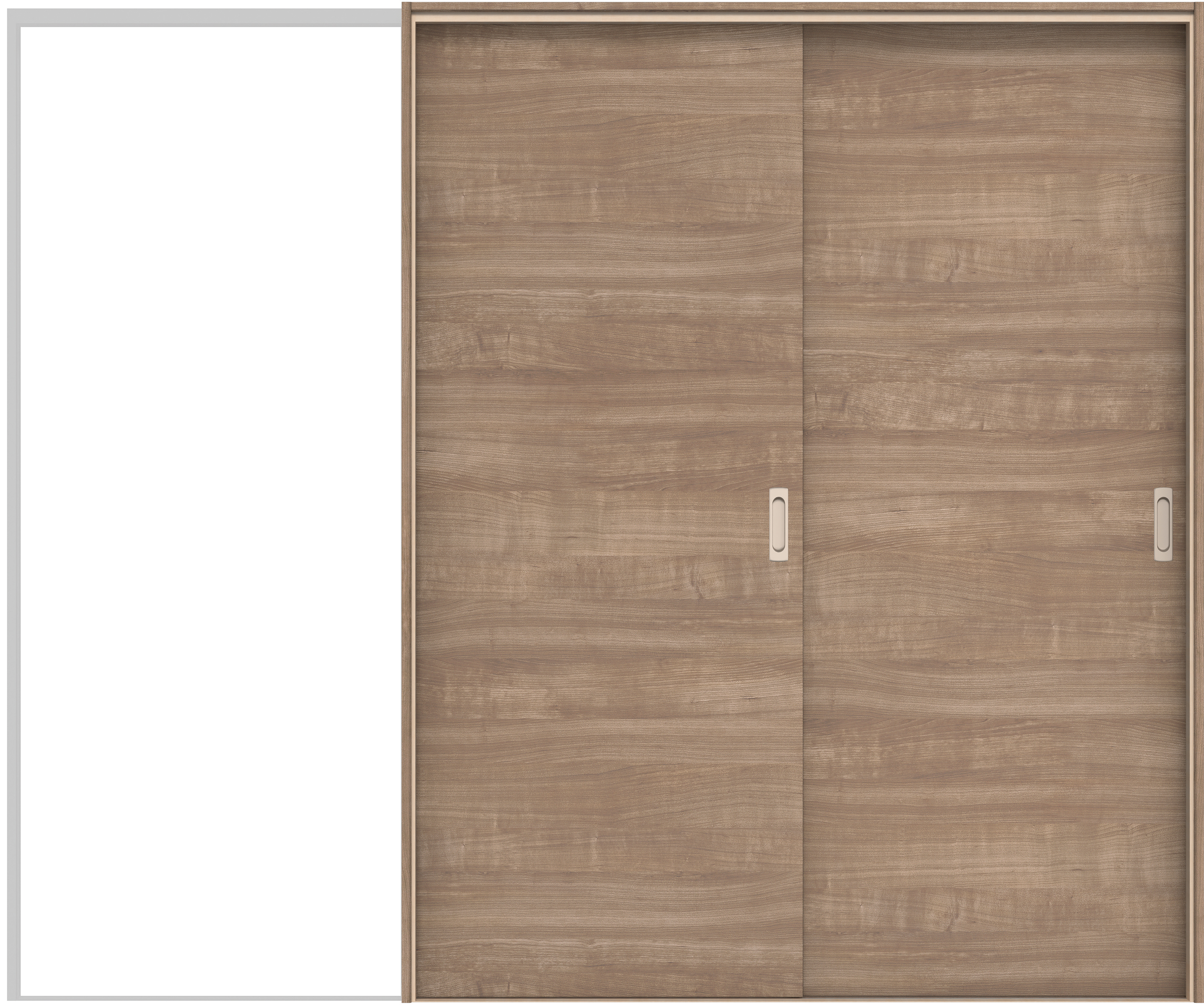 イエリア　戸襖　引戸・２枚片引　扉セット　Ｕ０デザイン　２４３７幅用　２０００高　〈トープグレー柄〉　素地タイプ〈黒縁〉　右引　〈ブラック色〉×〈Ｔシルバー色〉