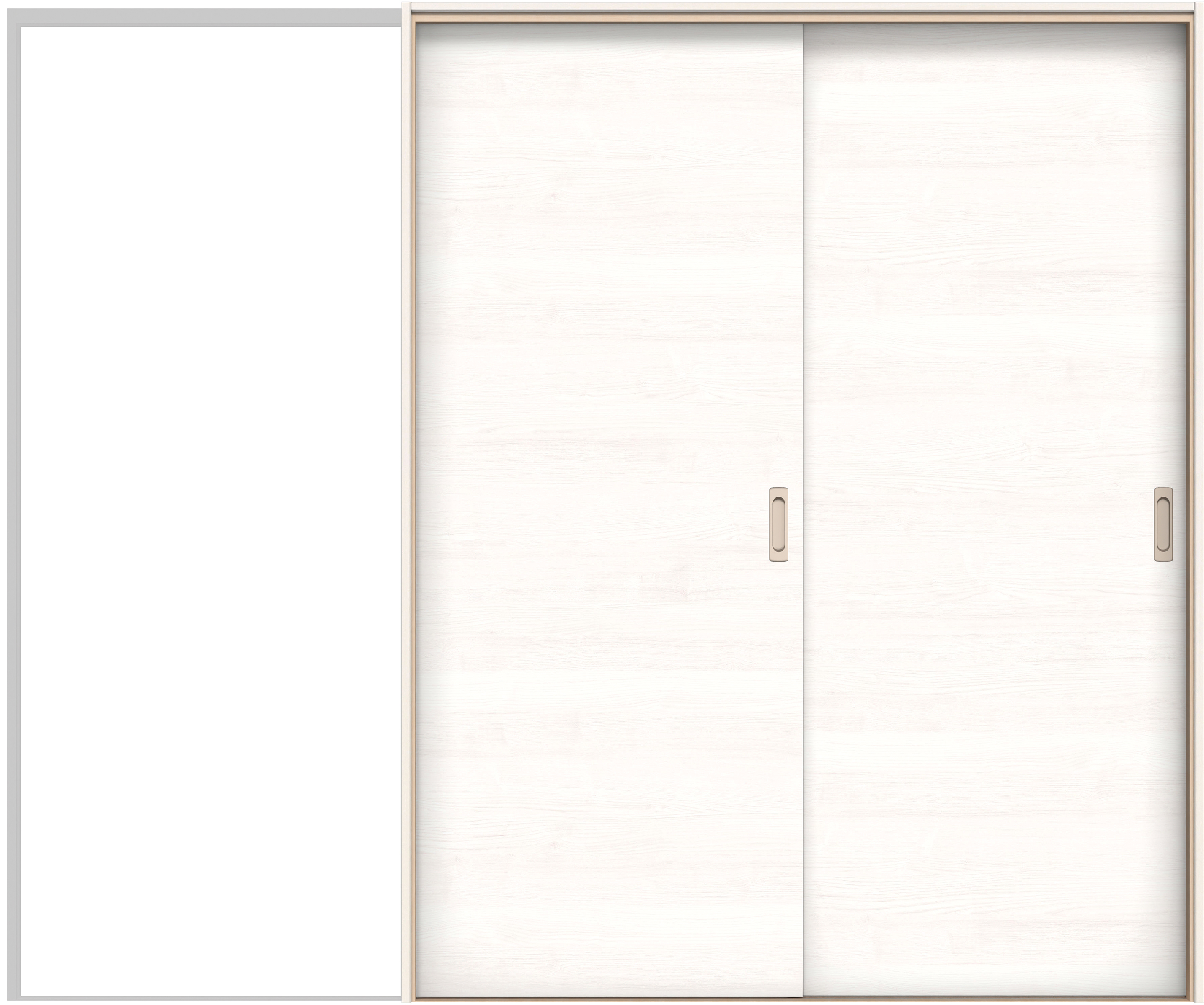 イエリア　戸襖　引戸・２枚片引　扉セット　Ｕ０デザイン　２４３７幅用　２０００高　〈ネオホワイト柄〉　素地タイプ〈黒縁〉　右引　〈ブラック色〉×〈Ｔシルバー色〉