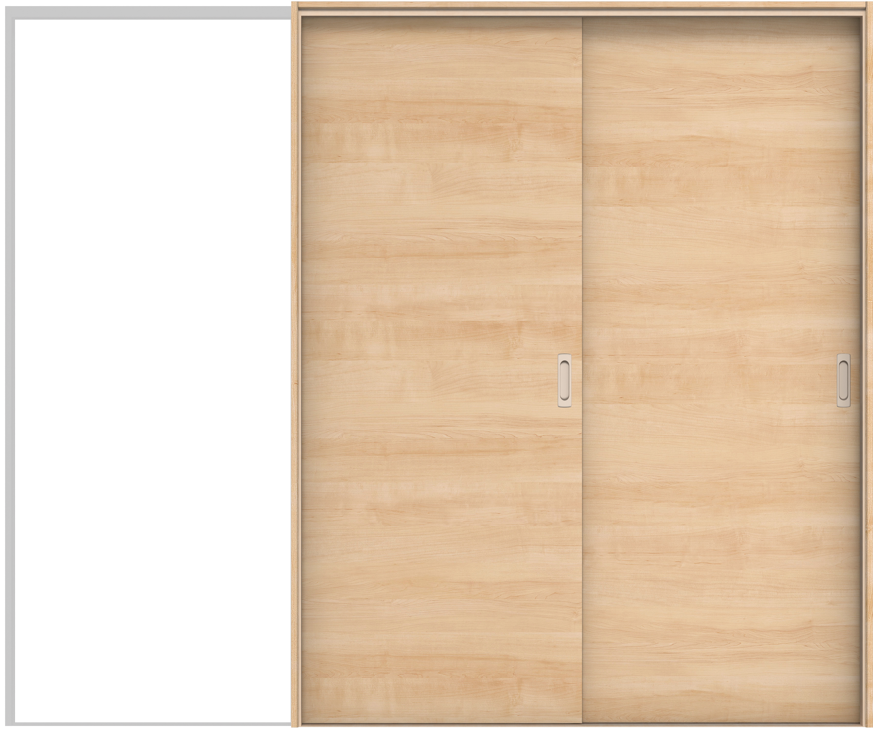 イエリア　戸襖　引戸・２枚片引　扉セット　Ｕ０デザイン　２４３７幅用　２０００高　〈ミルベージュ柄〉　素地タイプ〈黒縁〉　右引　〈ブラック色〉×〈Ｔシルバー色〉