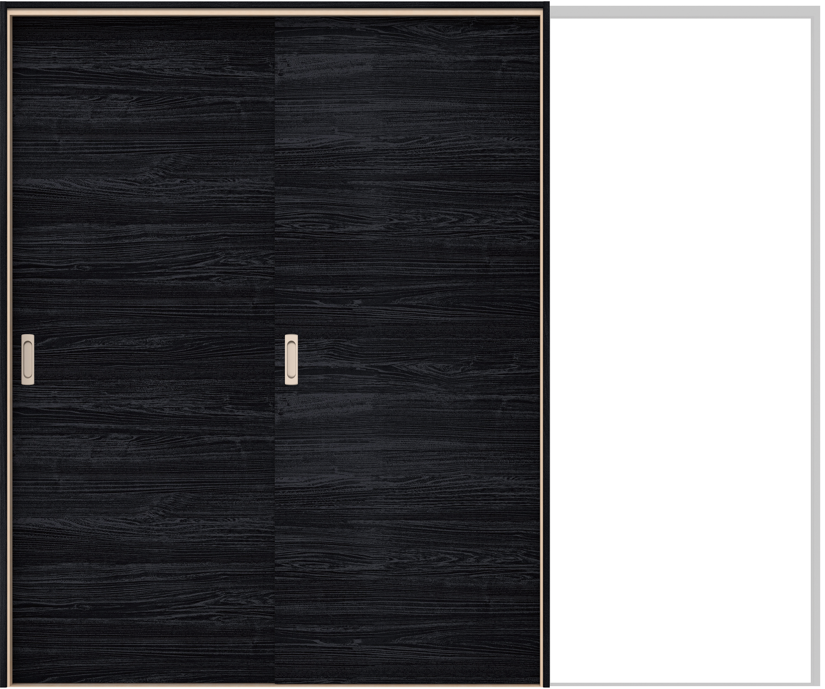イエリア　戸襖　引戸・２枚片引　扉セット　Ｕ０デザイン　２４３７幅用　２０００高　〈モスブラック柄〉　素地タイプ〈黒縁〉　左引　〈ブラック色〉×〈Ｔシルバー色〉