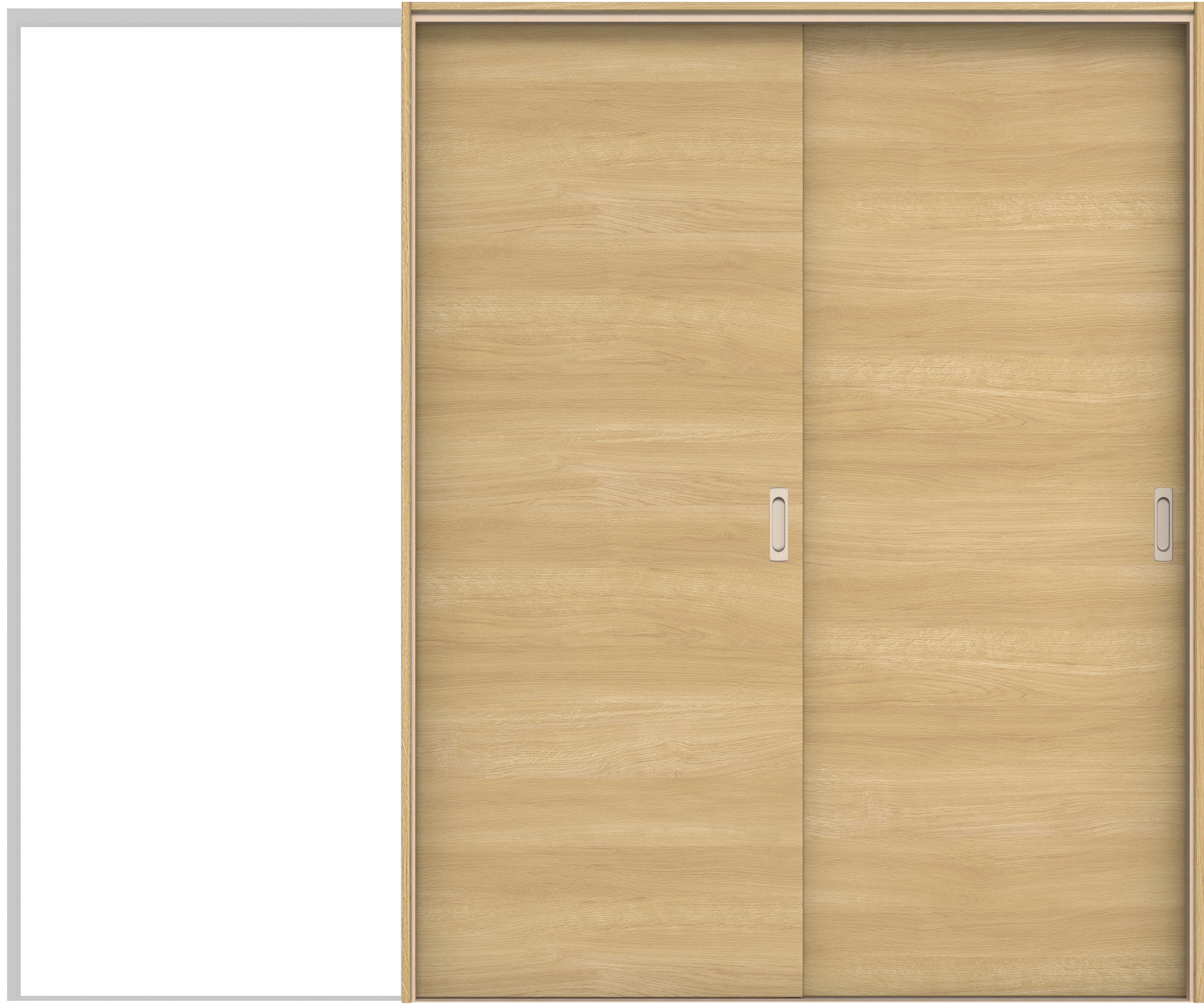 イエリア　戸襖　引戸・２枚片引　扉セット　Ｕ０デザイン　２４３７幅用　２０００高　〈ライトオーカー柄〉　素地タイプ〈黒縁〉　右引　〈ブラック色〉×〈Ｔシルバー色〉