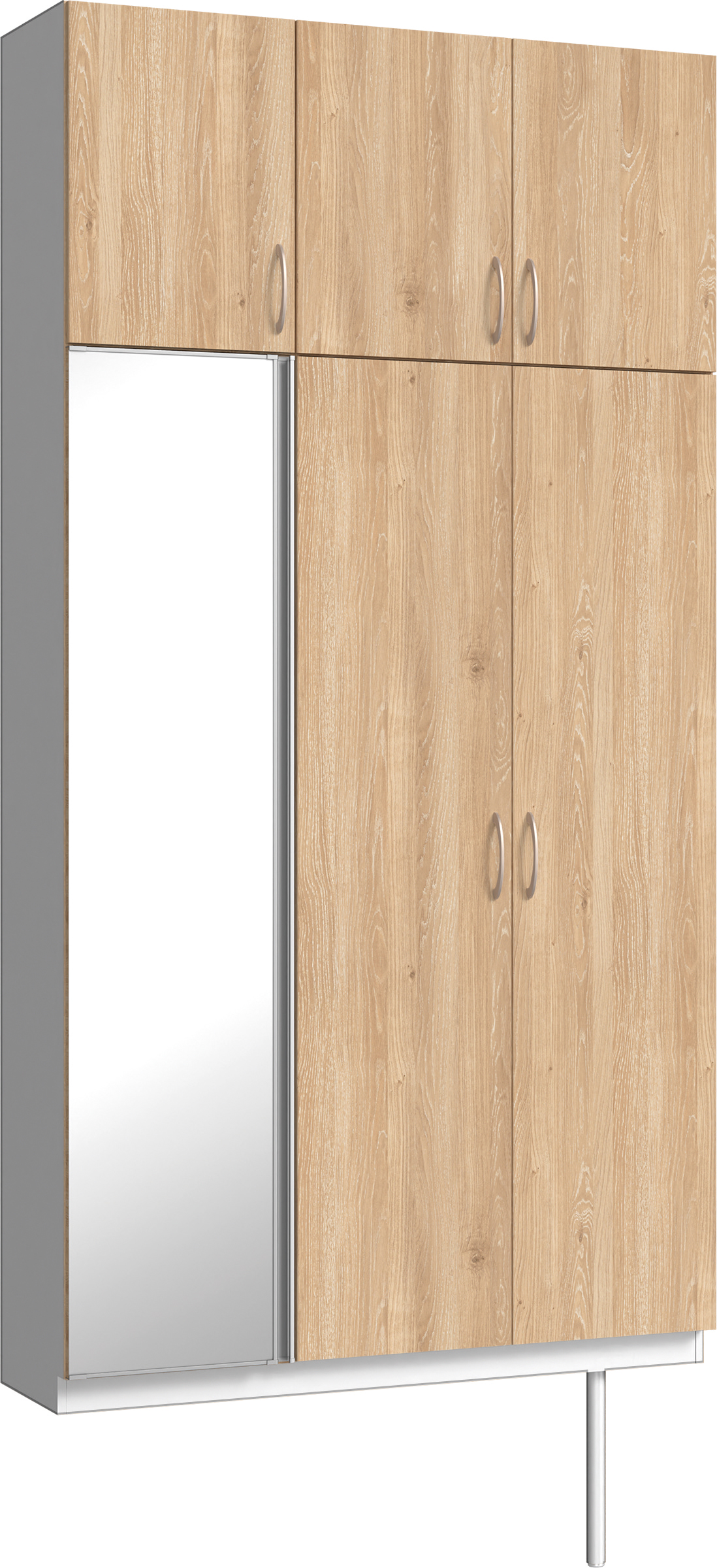 玄関収納　イエリア　開き戸ユニット　フラット　Ｓ３５　トールＰＬＡＮ　シューズ収納　ミラー扉　１２００幅　〈ミルキーオーカー柄〉　ハンドルラウンド型〈Ｔシルバー色〉