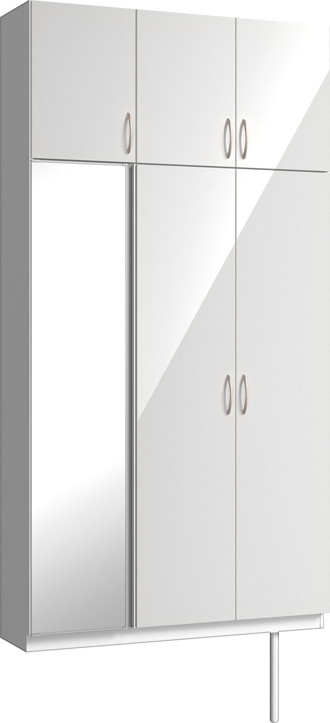 玄関収納　イエリア　開き戸ユニット　フラット　Ｓ３５　トールＰＬＡＮ　シューズ収納　ミラー扉　１２００幅　〈ルミホワイト柄〉　ハンドルラウンド型〈Ｔシルバー色〉