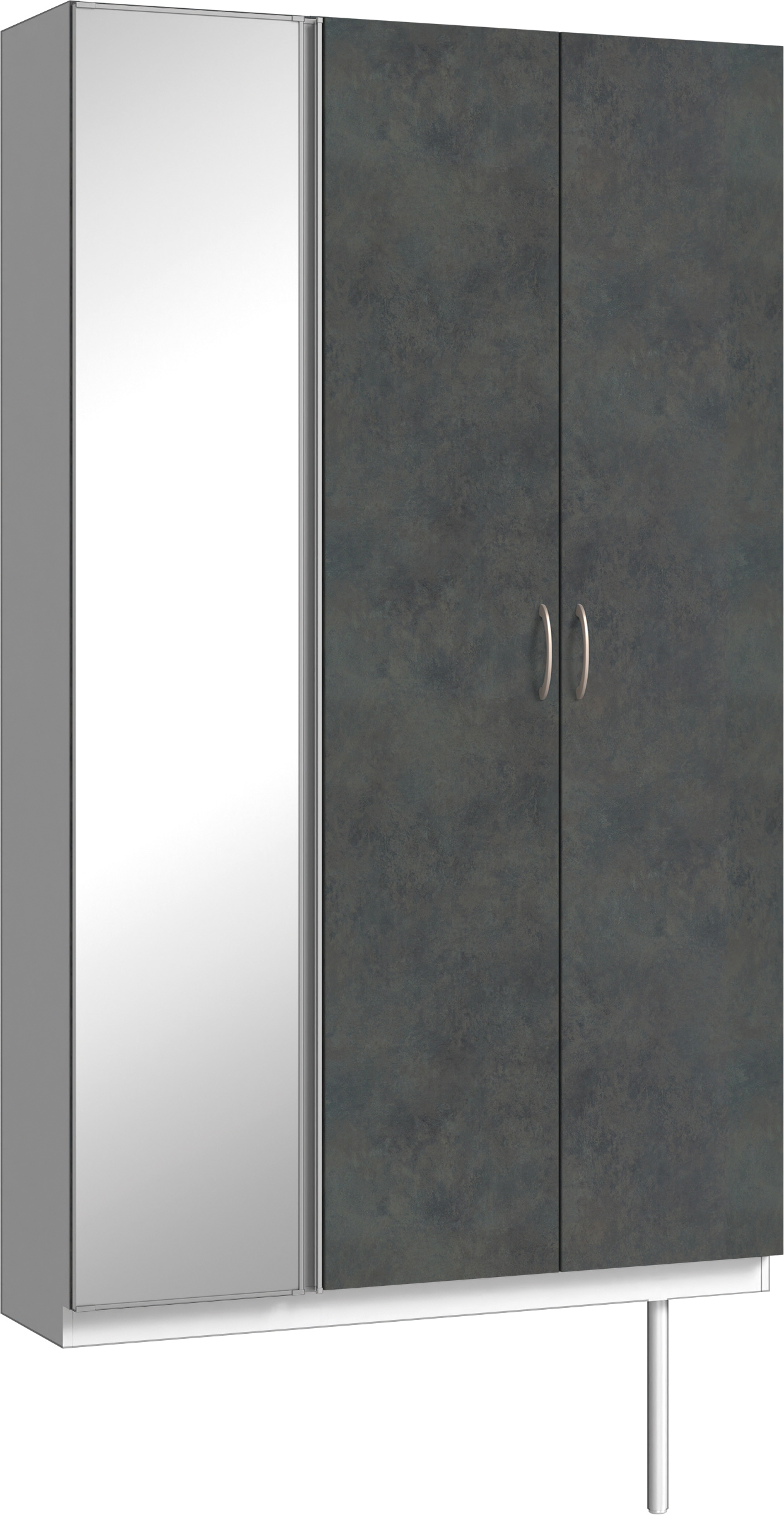 玄関収納　イエリア　開き戸ユニット　フラット　Ｓ９２　トールＰＬＡＮ　シューズ収納　ミラー扉　１２００幅　〈アイアンブラック柄〉　ハンドルラウンド型〈Ｔシルバー色〉