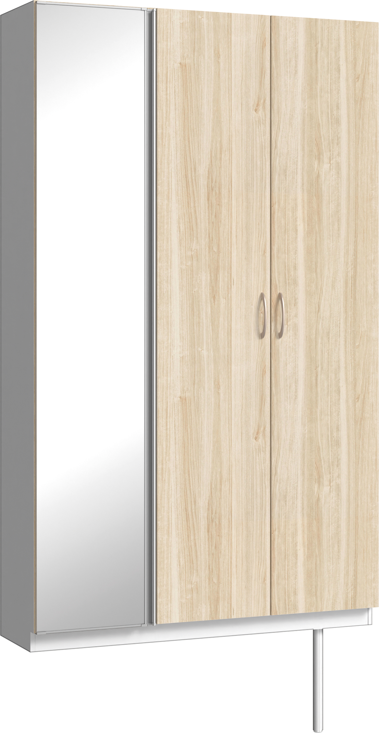 玄関収納　イエリア　開き戸ユニット　フラット　Ｓ９２　トールＰＬＡＮ　シューズ収納　ミラー扉　１２００幅　〈コットンベージュ柄〉　ハンドルラウンド型〈Ｔシルバー色〉