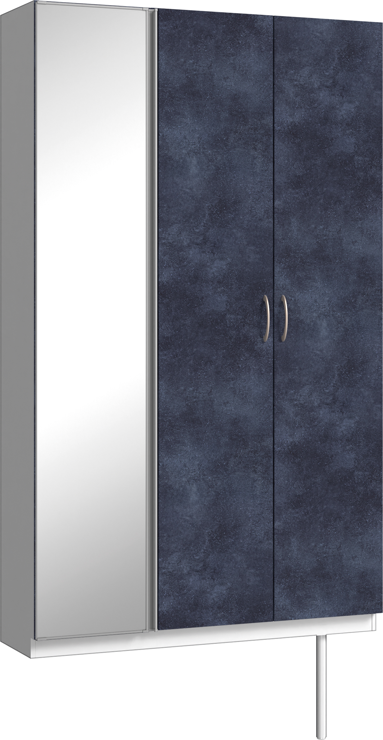 玄関収納　イエリア　開き戸ユニット　フラット　Ｓ９２　トールＰＬＡＮ　シューズ収納　ミラー扉　１２００幅　〈コバルトブルー柄〉　ハンドルラウンド型〈Ｔシルバー色〉