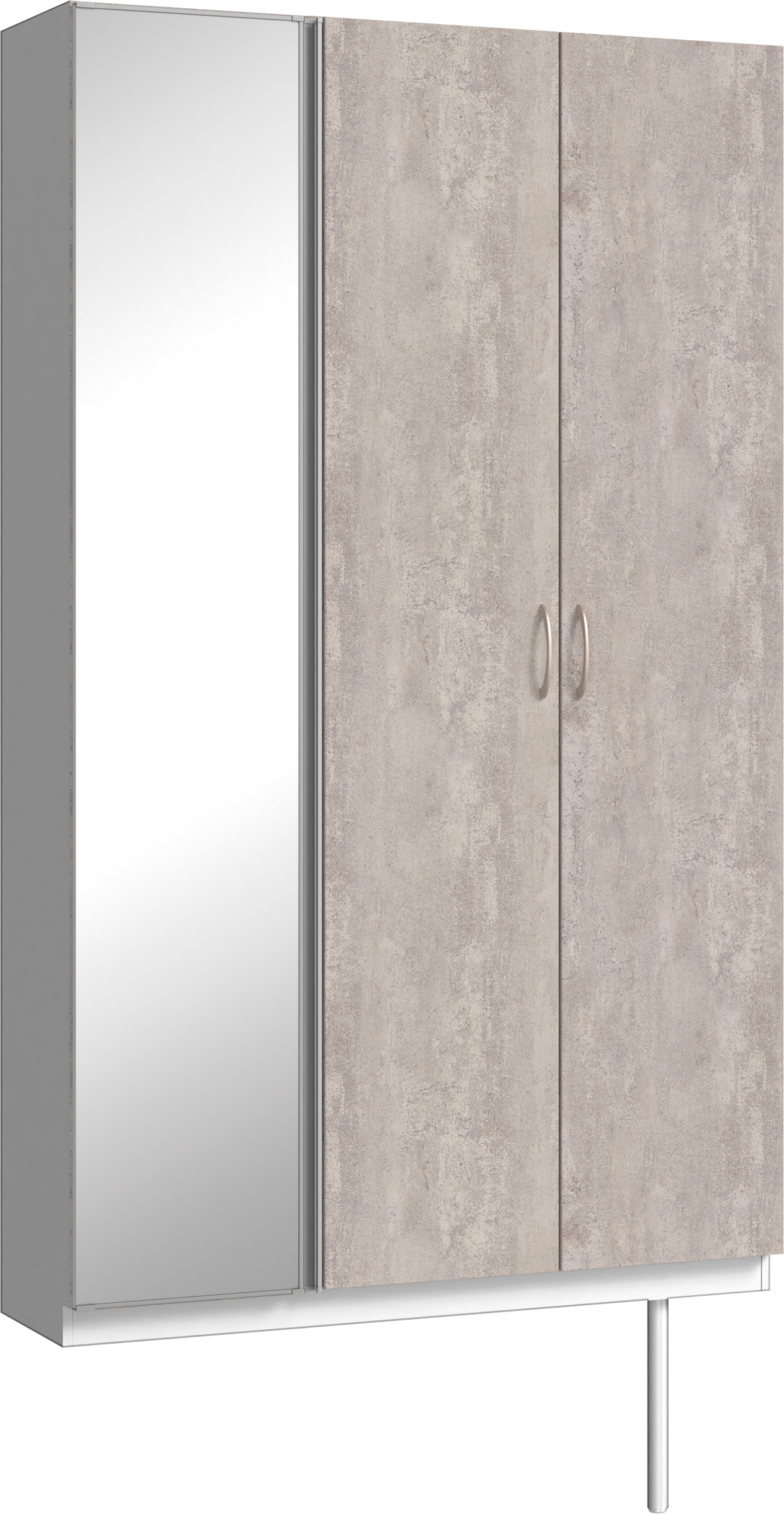 玄関収納　イエリア　開き戸ユニット　フラット　Ｓ９２　トールＰＬＡＮ　シューズ収納　ミラー扉　１２００幅　〈コンクリートグレー柄〉　ハンドルラウンド型〈Ｔシルバー色〉