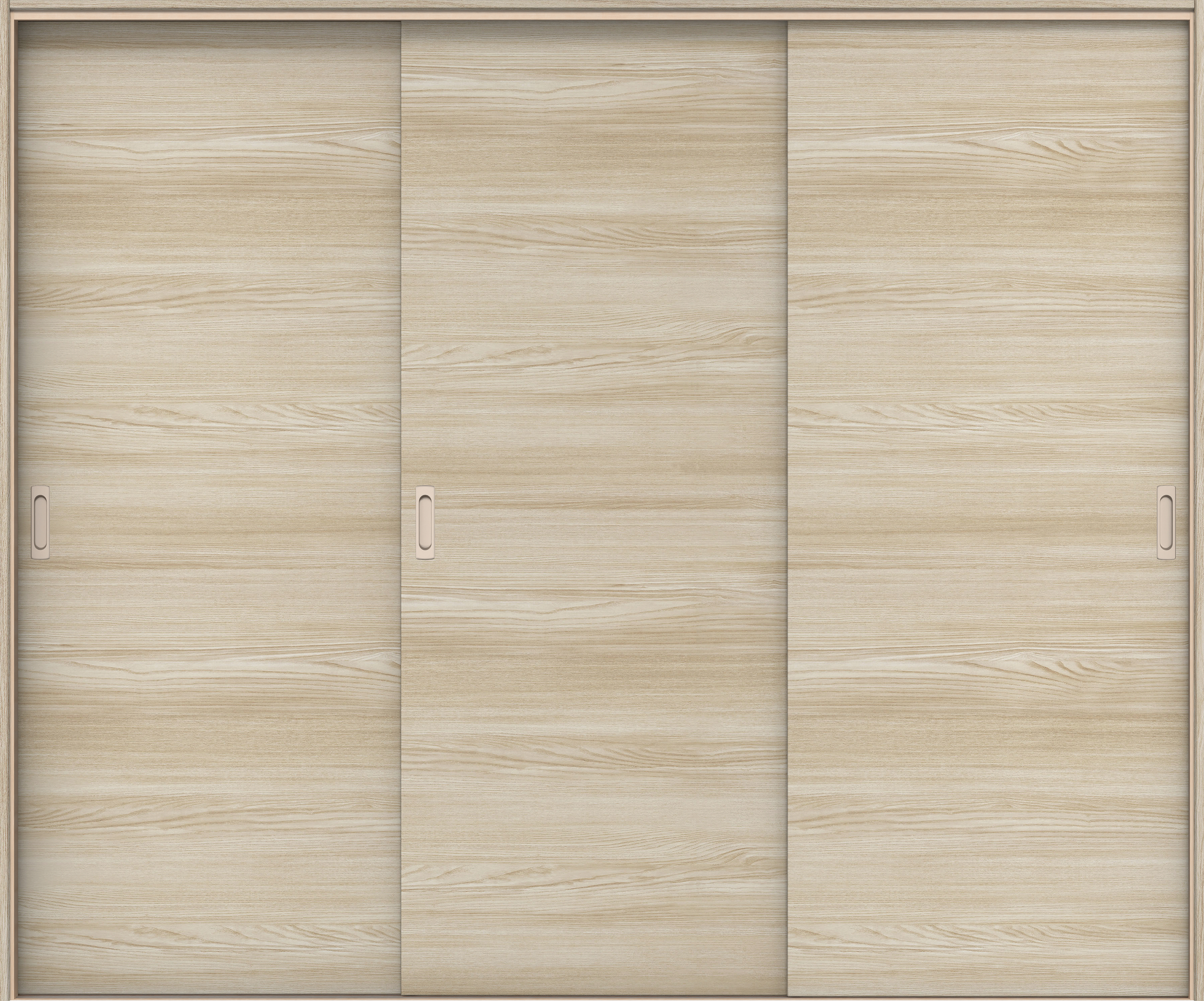 イエリア　戸襖　引戸・３枚引違　扉セット　Ｕ０デザイン　２４３７幅用　２０００高　〈ソフトグレージュ柄〉　素地タイプ〈白縁〉　左右兼用　〈シルバー色〉×〈Ｔシルバー色〉