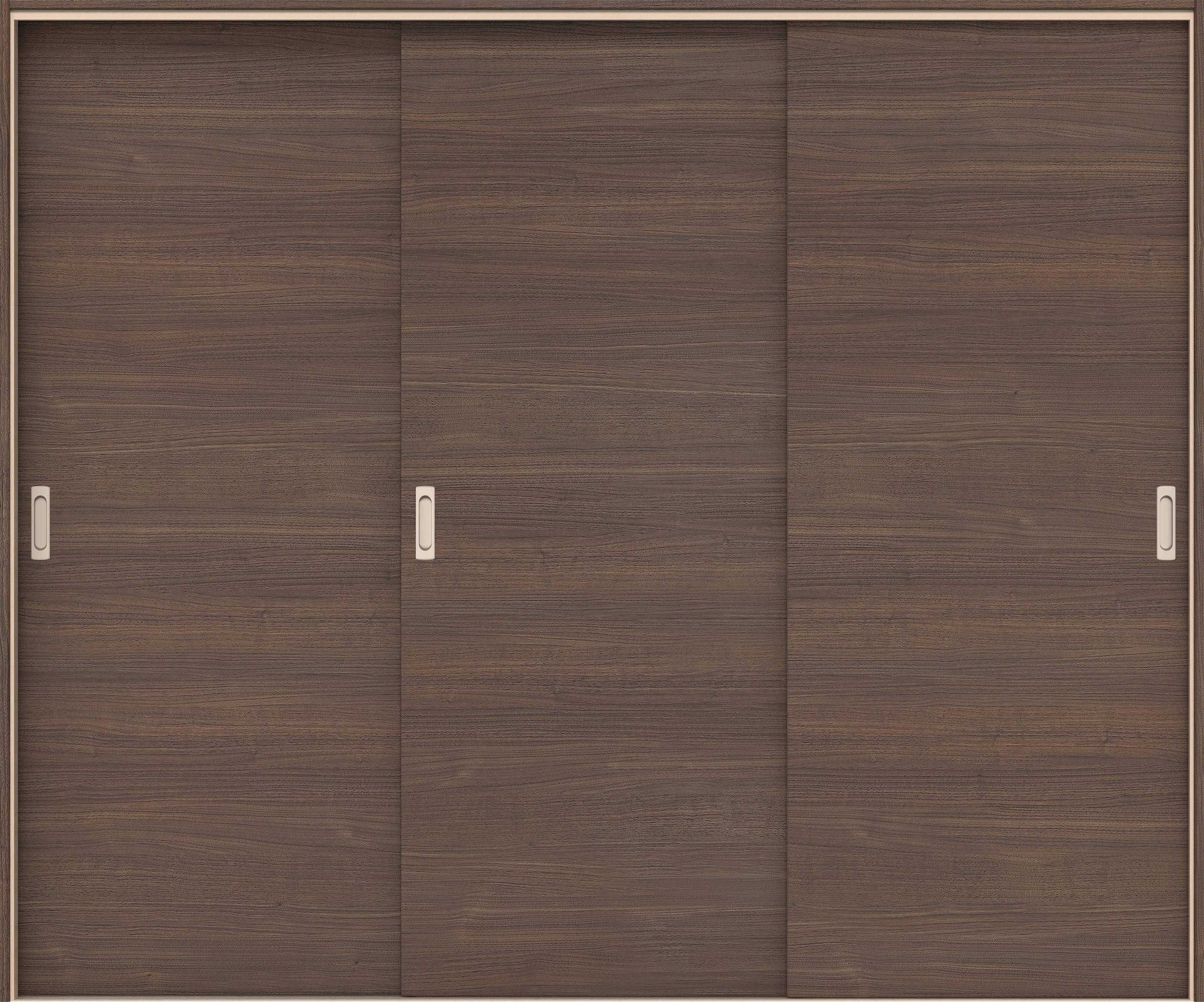 イエリア　戸襖　引戸・３枚引違　扉セット　Ｕ０デザイン　２４３７幅用　２０００高　〈ダルブラウン柄〉　素地タイプ〈白縁〉　左右兼用　〈シルバー色〉×〈Ｔシルバー色〉