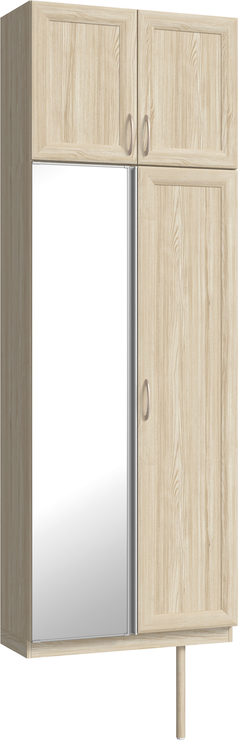 玄関収納　イエリア　開き戸ユニット　カマチ　Ｓ２５　トールＰＬＡＮ　シューズ収納　ミラー扉　８００幅　〈ソフトグレージュ柄〉　ハンドルラウンド型〈Ｔシルバー色〉