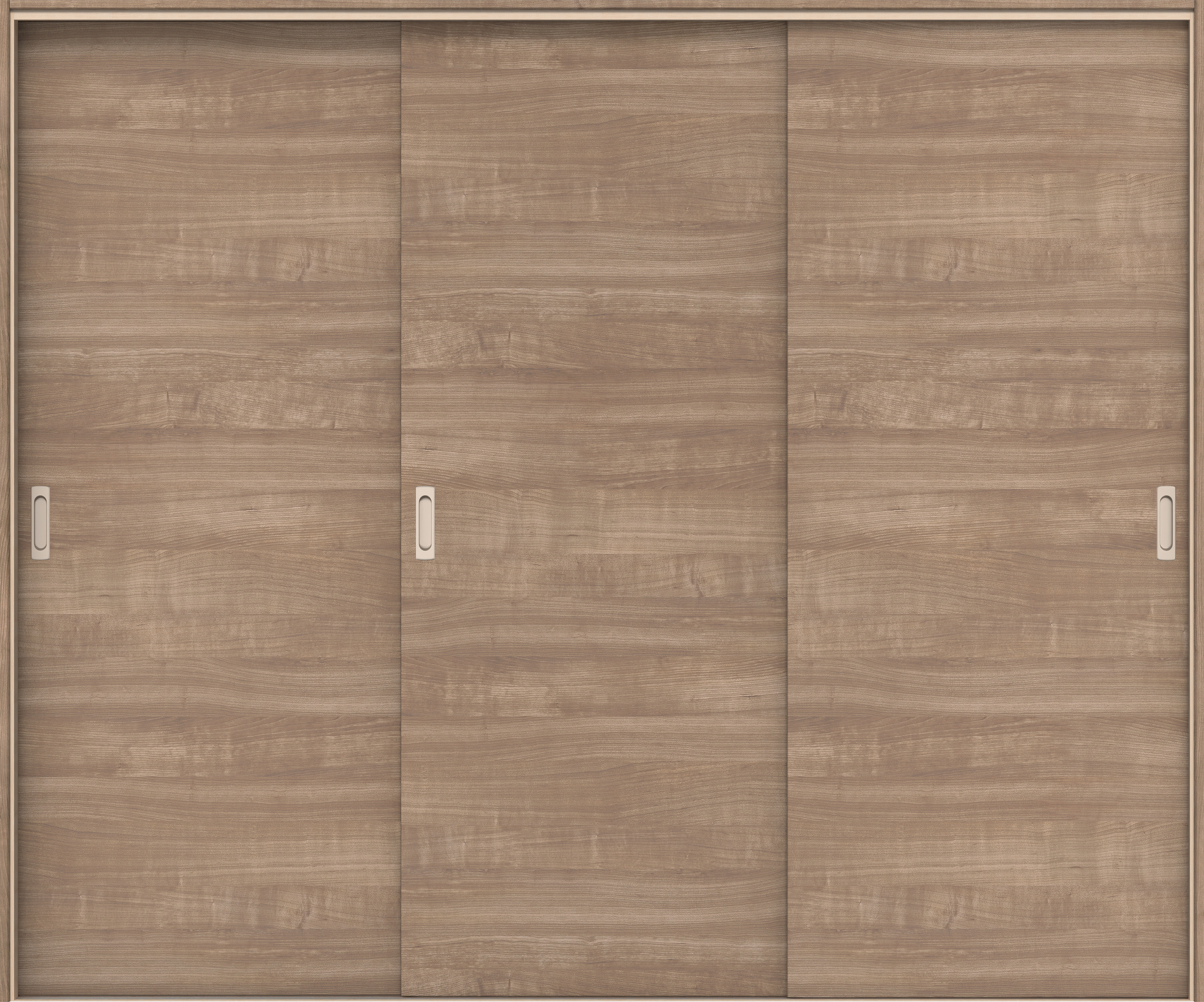 イエリア　戸襖　引戸・３枚引違　扉セット　Ｕ０デザイン　２４３７幅用　２０００高　〈トープグレー柄〉　素地タイプ〈白縁〉　左右兼用　〈シルバー色〉×〈Ｔシルバー色〉