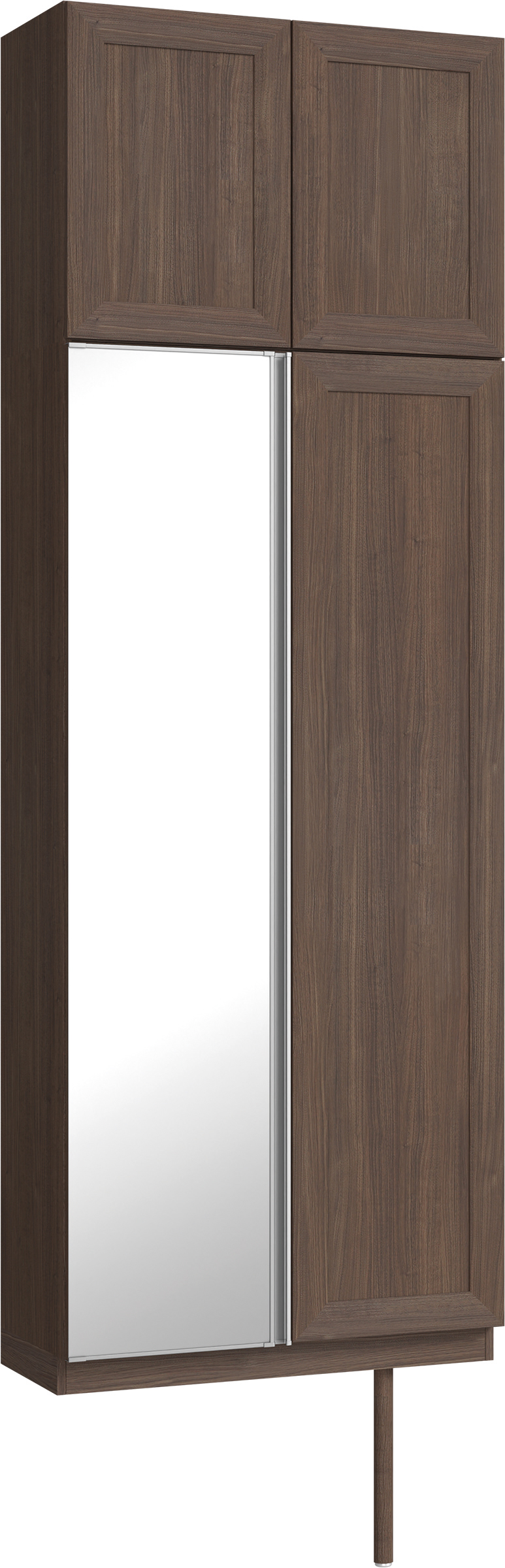 玄関収納　イエリア　開き戸ユニット　カマチ　Ｓ２５　トールＰＬＡＮ　シューズ収納　ミラー扉　８００幅　〈ダルブラウン柄〉　ハンドルレス