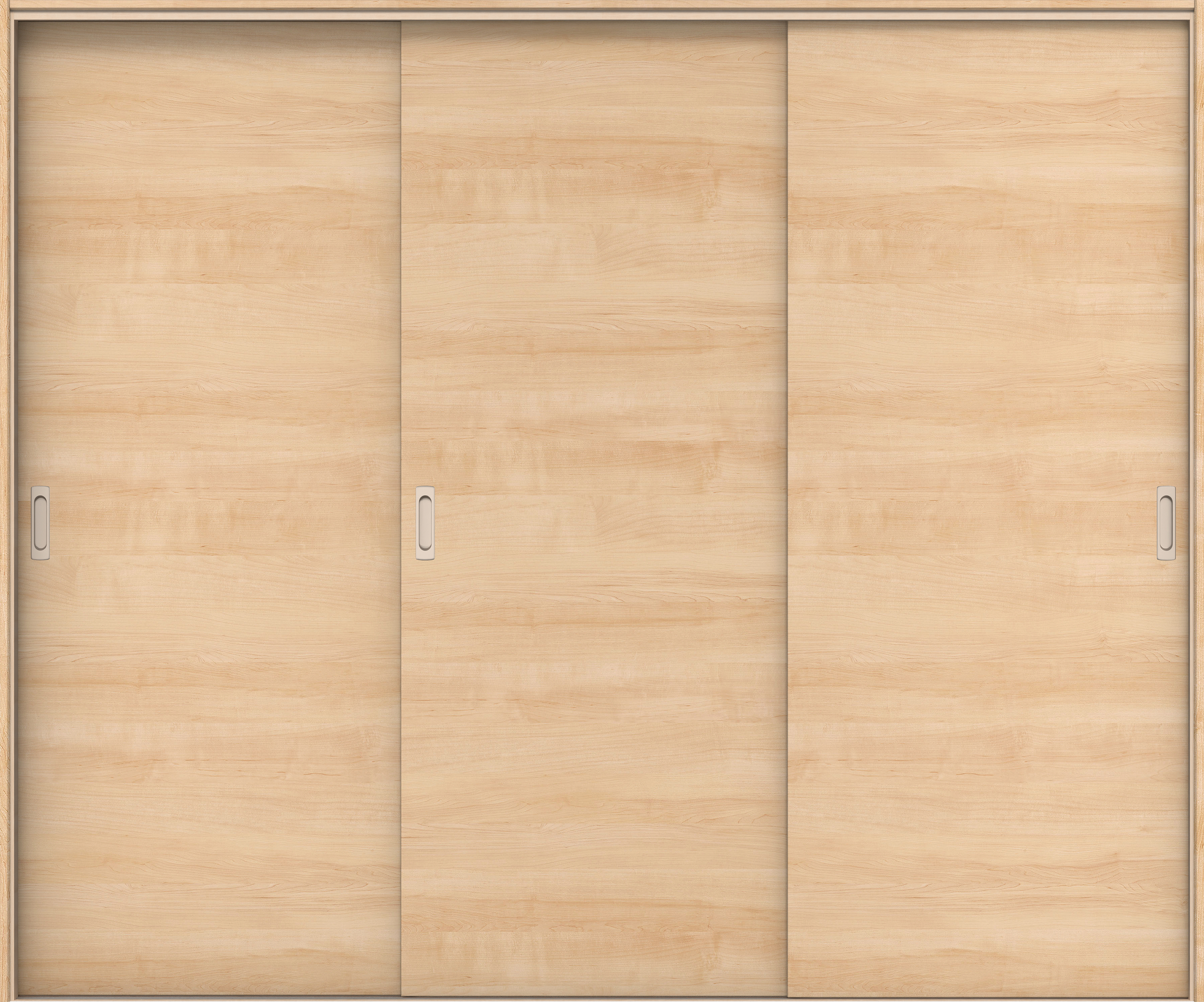 イエリア　戸襖　引戸・３枚引違　扉セット　Ｕ０デザイン　２４３７幅用　２０００高　〈ミルベージュ柄〉　素地タイプ〈白縁〉　左右兼用　〈シルバー色〉×〈Ｔシルバー色〉