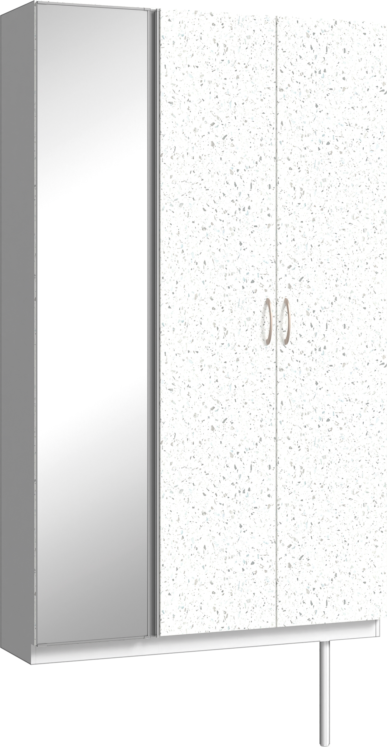 玄関収納　イエリア　開き戸ユニット　フラット　Ｓ９２　トールＰＬＡＮ　シューズ収納　ミラー扉　１２００幅　〈テラゾホワイト柄〉　ハンドルラウンド型〈Ｔシルバー色〉