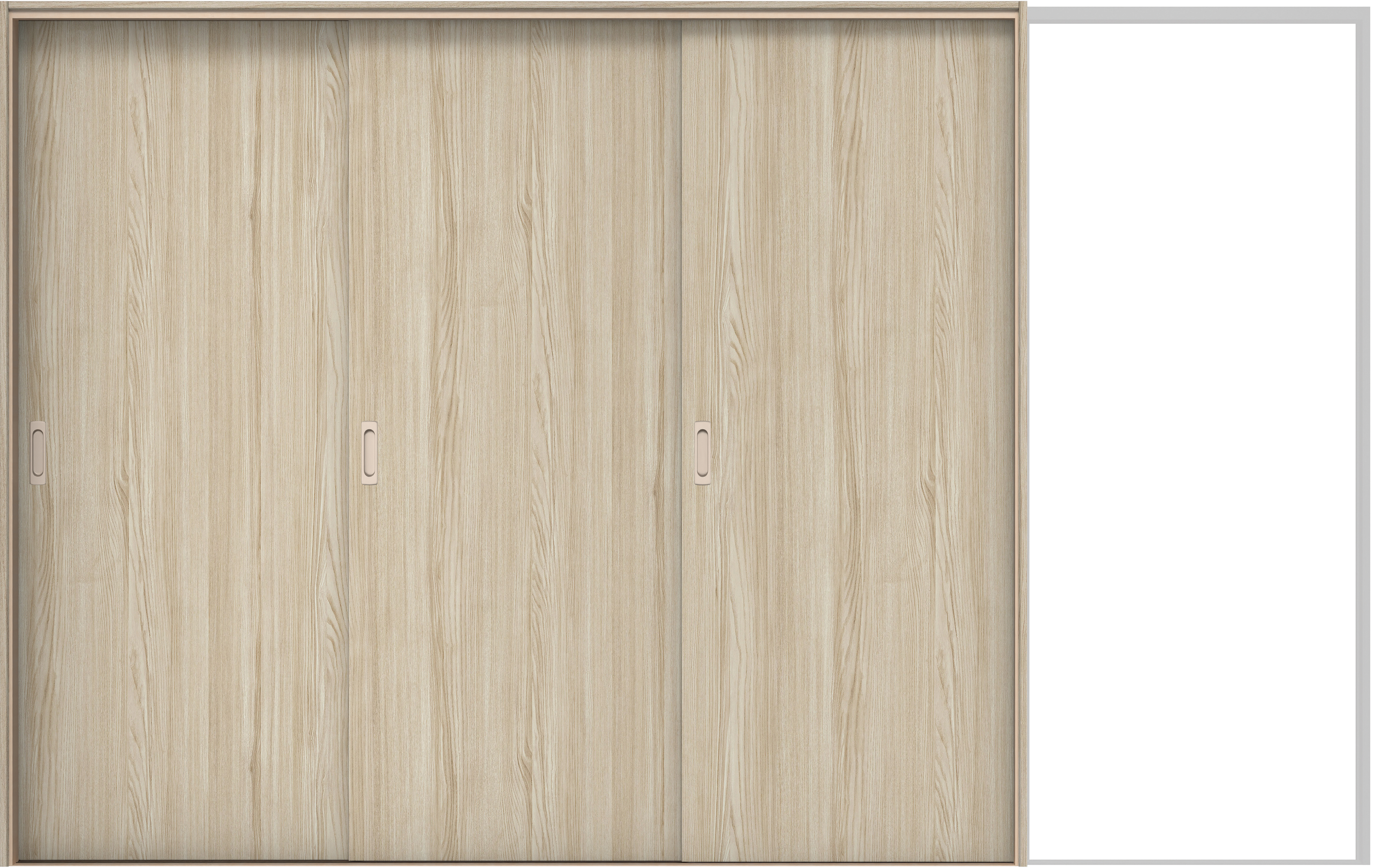 イエリア　戸襖　引戸・３枚片引　扉セット　００デザイン　３２２９幅用　２０００高　〈ソフトグレージュ柄〉　素地タイプ〈白縁〉　左引　〈シルバー色〉×〈Ｔシルバー色〉