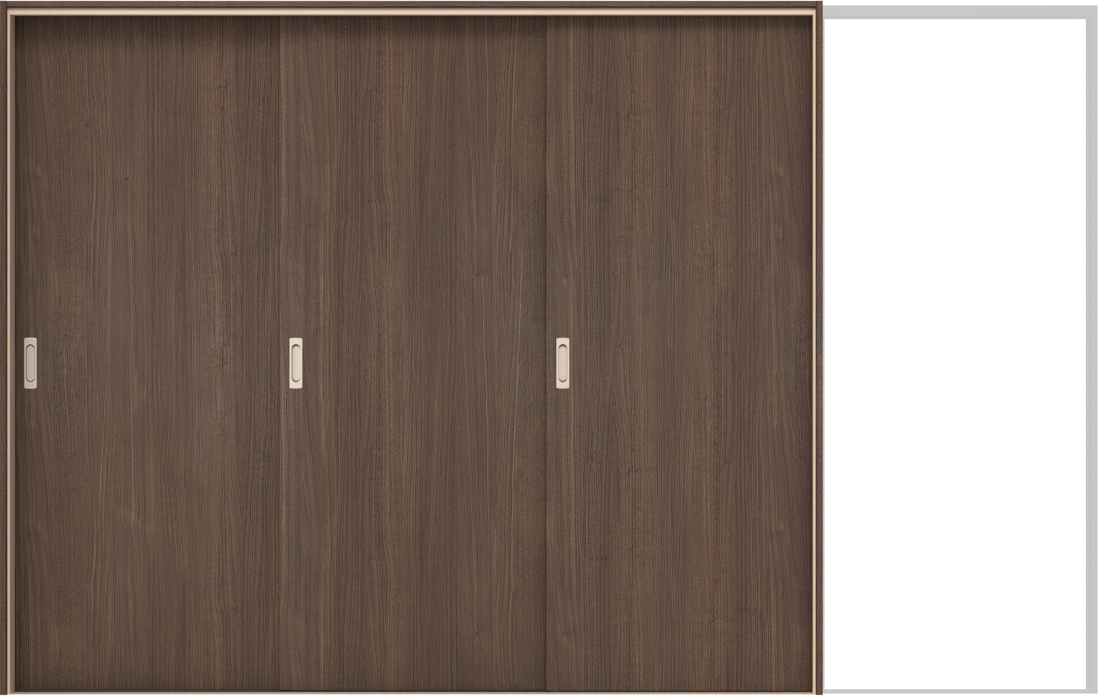 イエリア　戸襖　引戸・３枚片引　扉セット　００デザイン　３２２９幅用　２０００高　〈ダルブラウン柄〉　素地タイプ〈白縁〉　左引　〈シルバー色〉×〈Ｔシルバー色〉