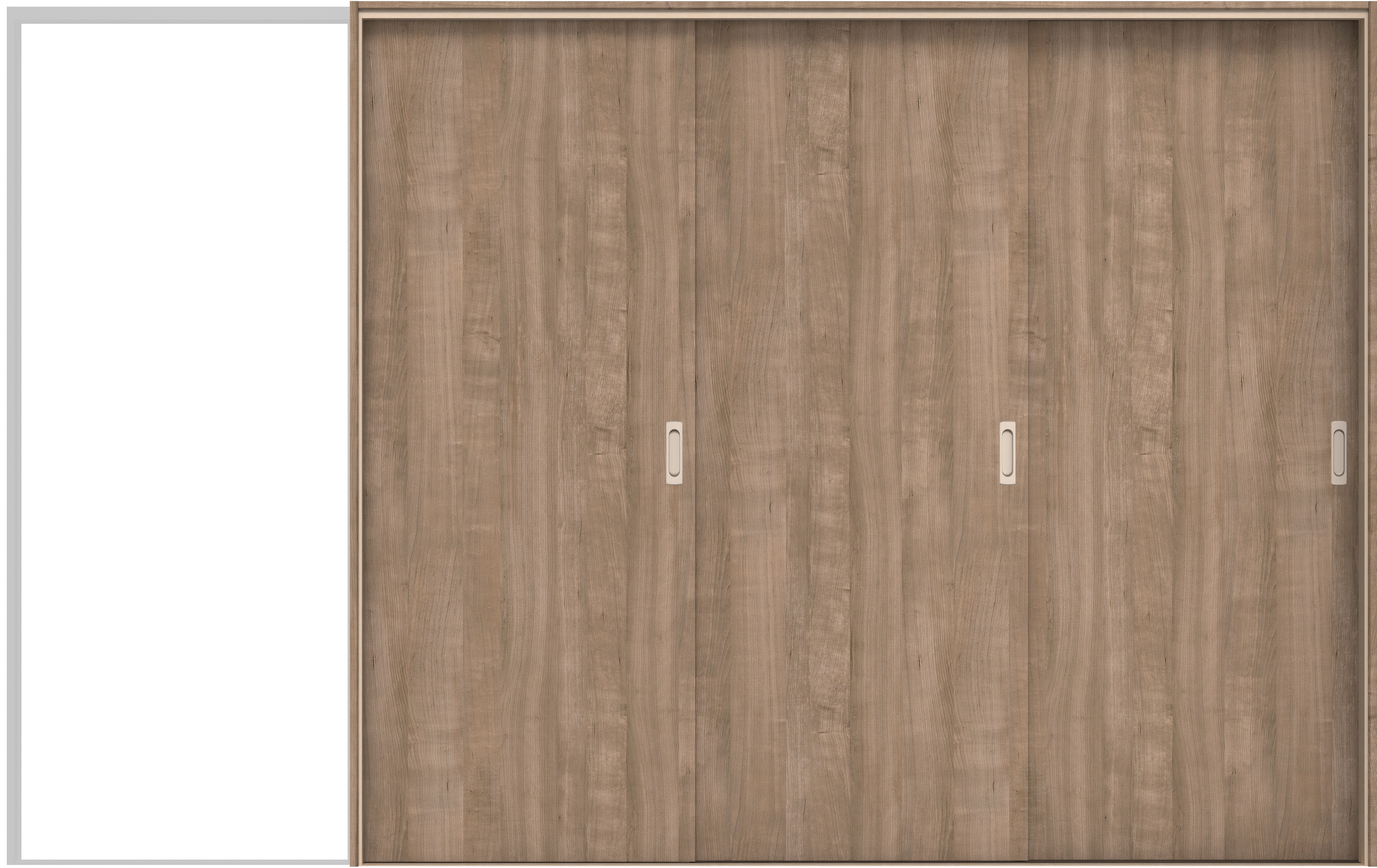 イエリア　戸襖　引戸・３枚片引　扉セット　００デザイン　３２２９幅用　２０００高　〈トープグレー柄〉　化粧タイプ（刷毛引き風）〈白縁〉　右引　〈シルバー色〉×〈Ｔシルバー色〉