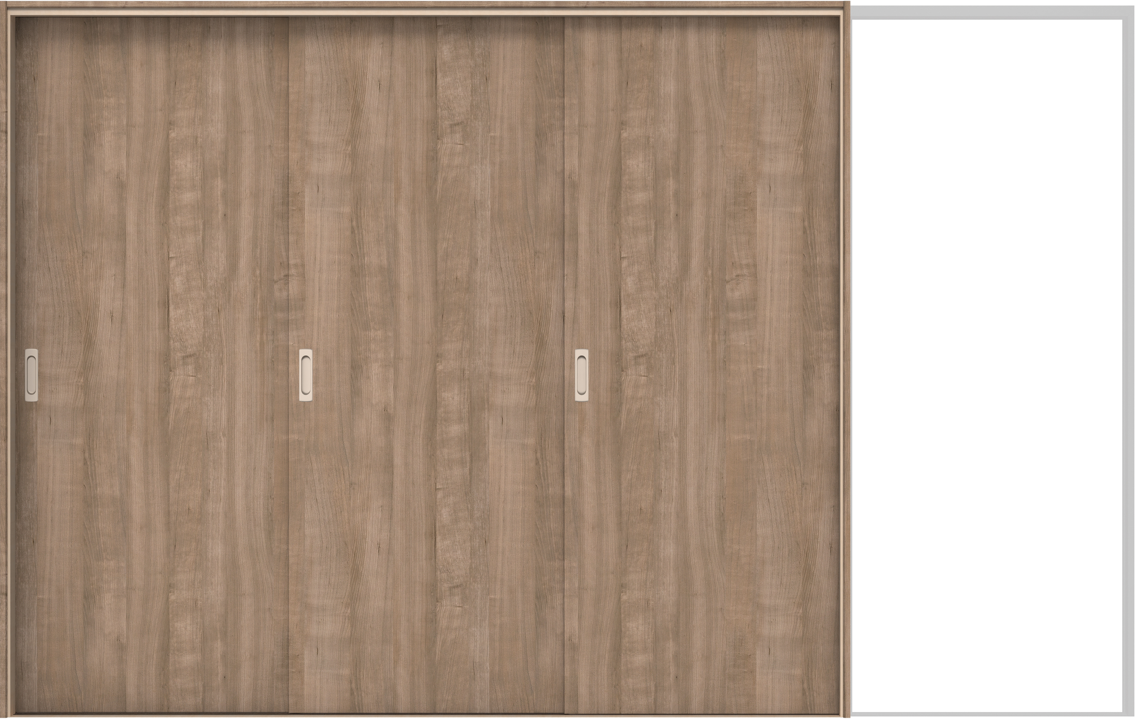 イエリア　戸襖　引戸・３枚片引　扉セット　００デザイン　３２２９幅用　２０００高　〈トープグレー柄〉　素地タイプ〈白縁〉　左引　〈シルバー色〉×〈Ｔシルバー色〉