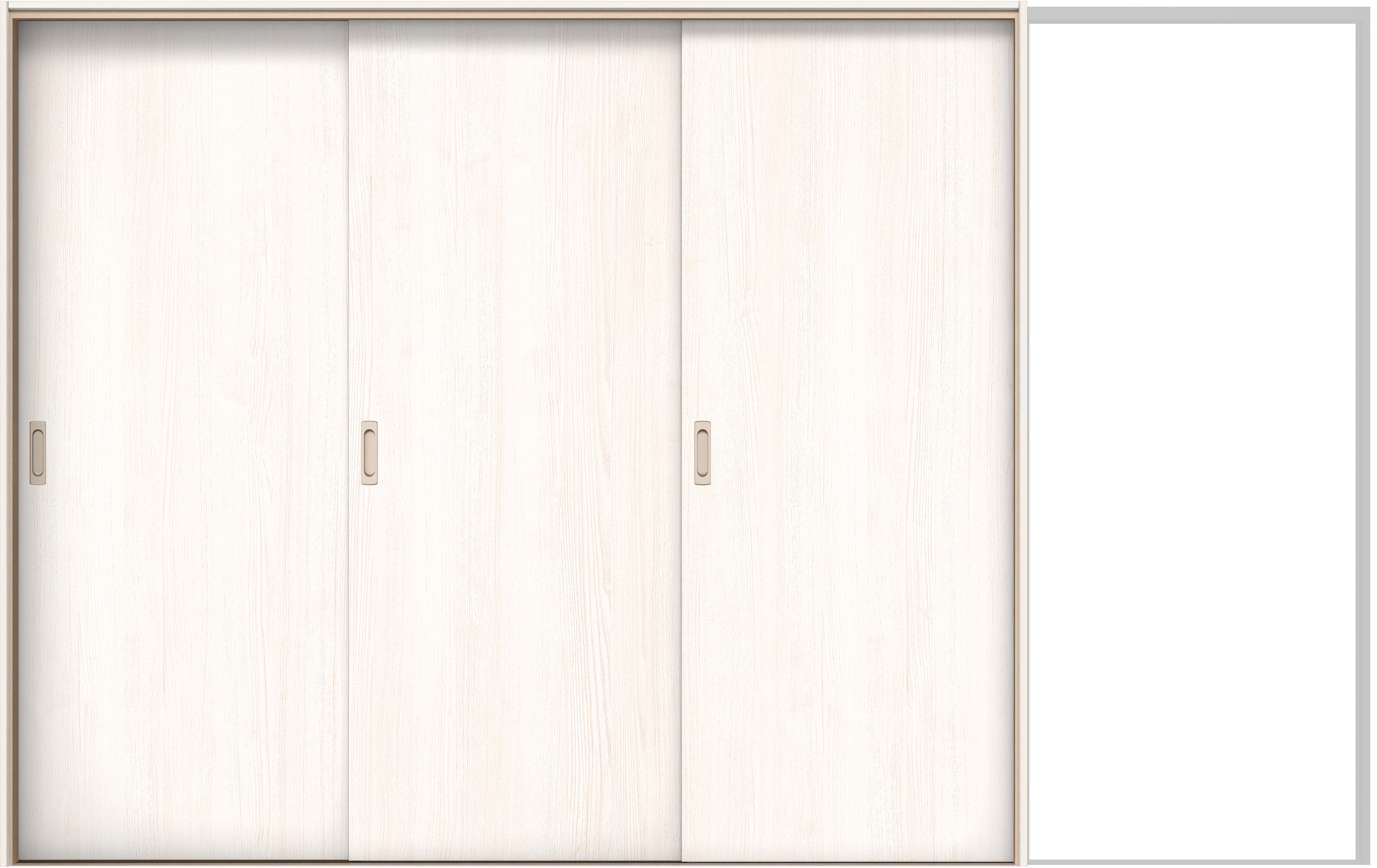 イエリア　戸襖　引戸・３枚片引　扉セット　００デザイン　３２２９幅用　２０００高　〈ネオホワイト柄〉　素地タイプ〈白縁〉　左引　〈シルバー色〉×〈Ｔシルバー色〉