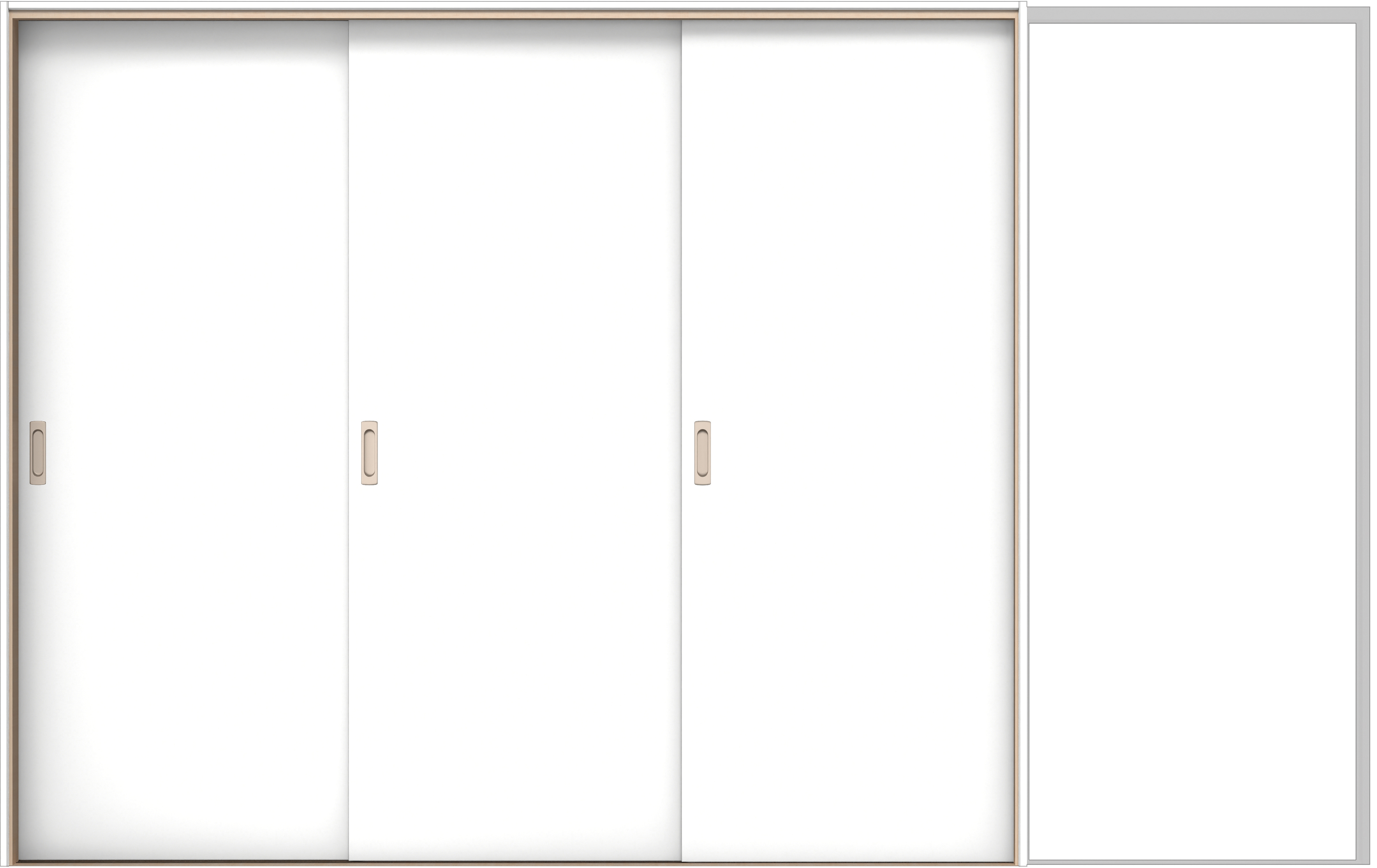 イエリア　戸襖　引戸・３枚片引　扉セット　００デザイン　３２２９幅用　２０００高　〈パウダーホワイト柄〉　素地タイプ〈白縁〉　左引　〈シルバー色〉×〈Ｔシルバー色〉