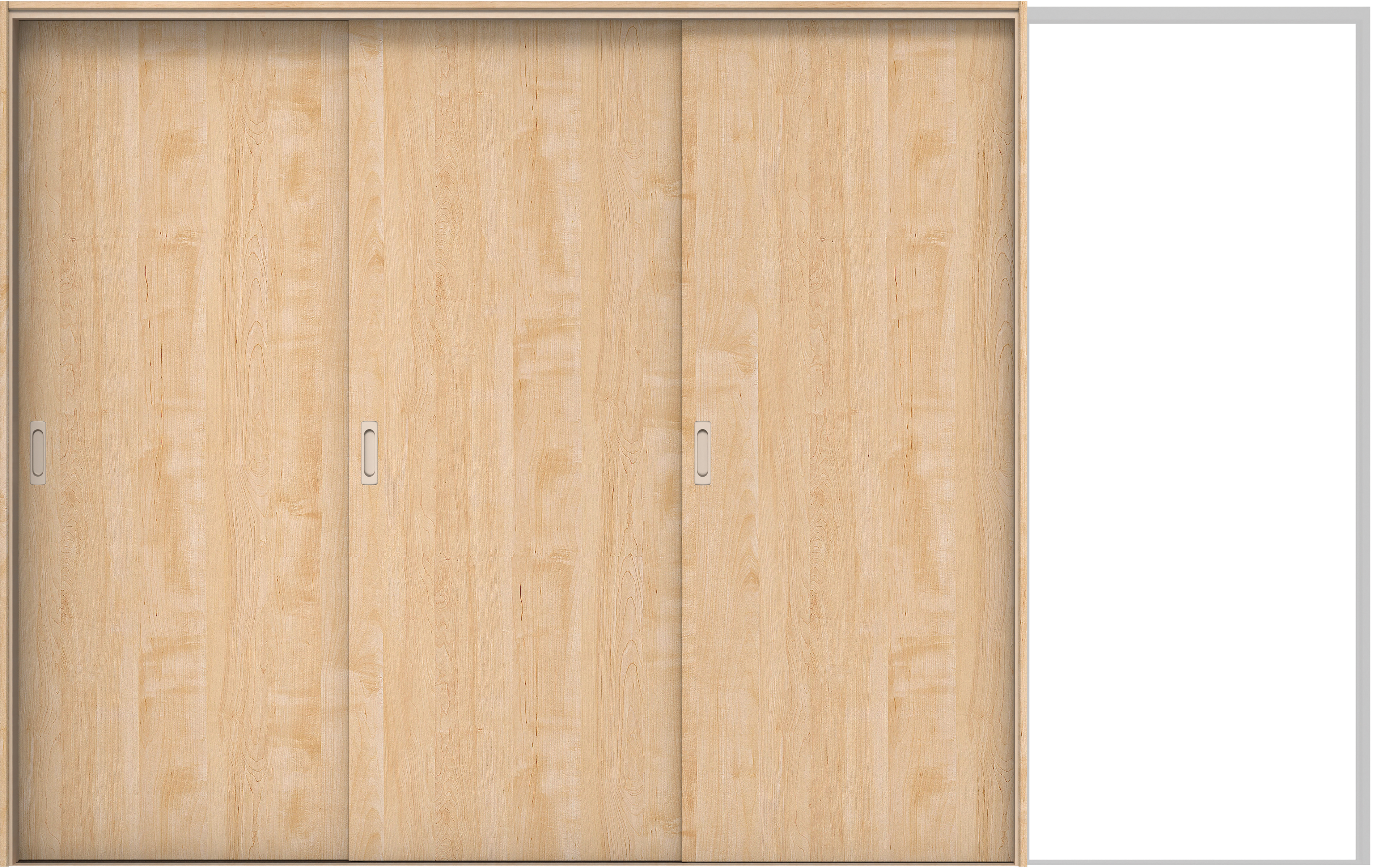 イエリア　戸襖　引戸・３枚片引　扉セット　００デザイン　３２２９幅用　２０００高　〈ミルベージュ柄〉　素地タイプ〈白縁〉　左引　〈シルバー色〉×〈Ｔシルバー色〉