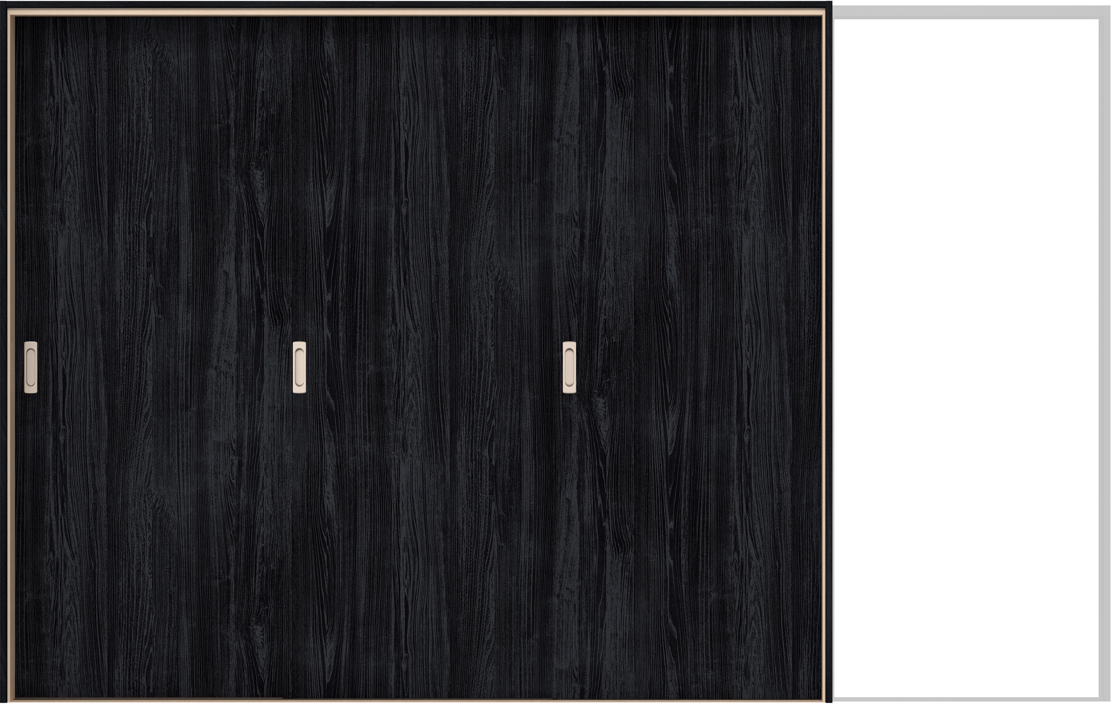 イエリア　戸襖　引戸・３枚片引　扉セット　００デザイン　３２２９幅用　２０００高　〈モスブラック柄〉　素地タイプ〈白縁〉　左引　〈シルバー色〉×〈Ｔシルバー色〉