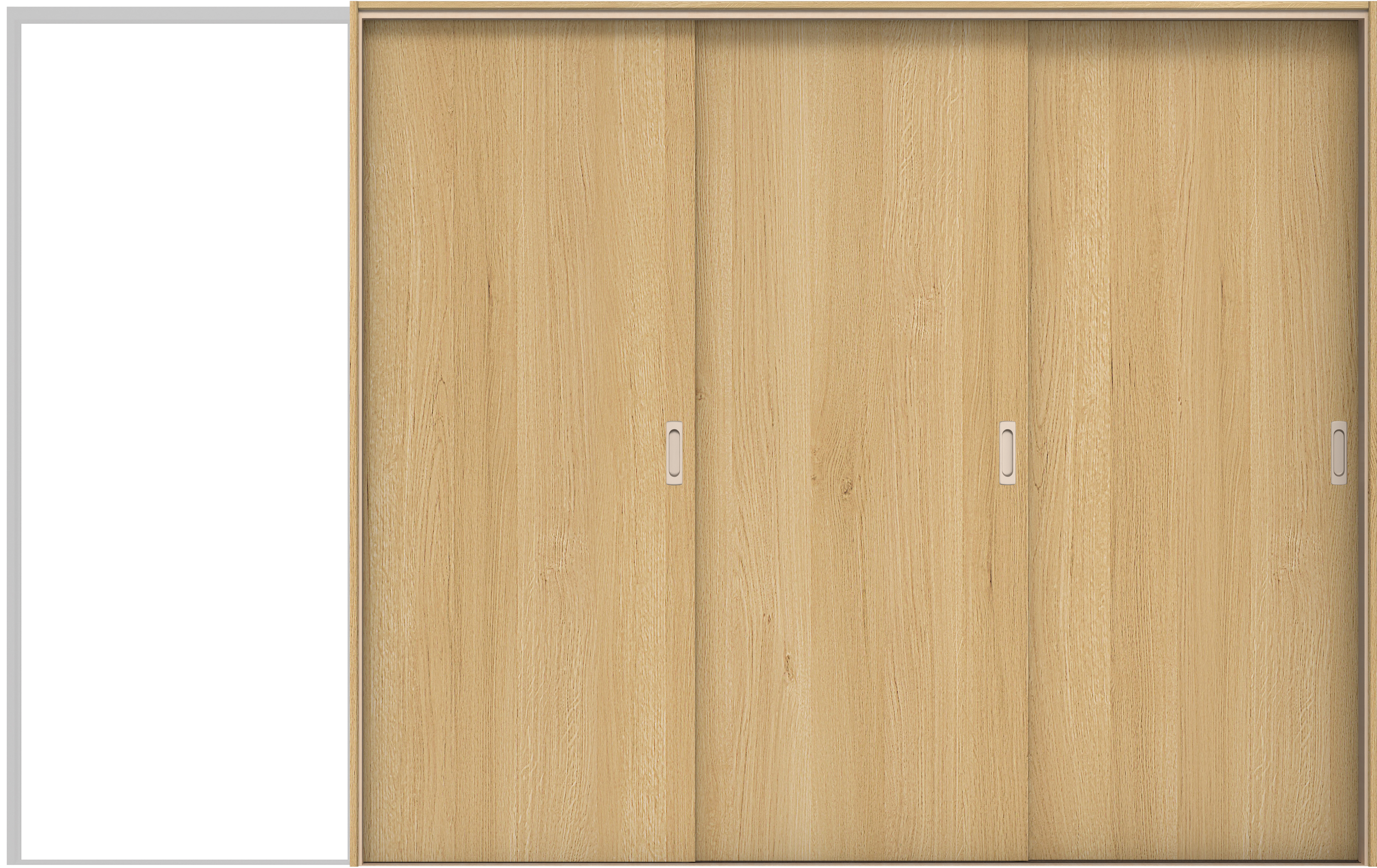 イエリア　戸襖　引戸・３枚片引　扉セット　００デザイン　３２２９幅用　２０００高　〈ライトオーカー柄〉　化粧タイプ（刷毛引き風）〈白縁〉　右引　〈シルバー色〉×〈Ｔシルバー色〉