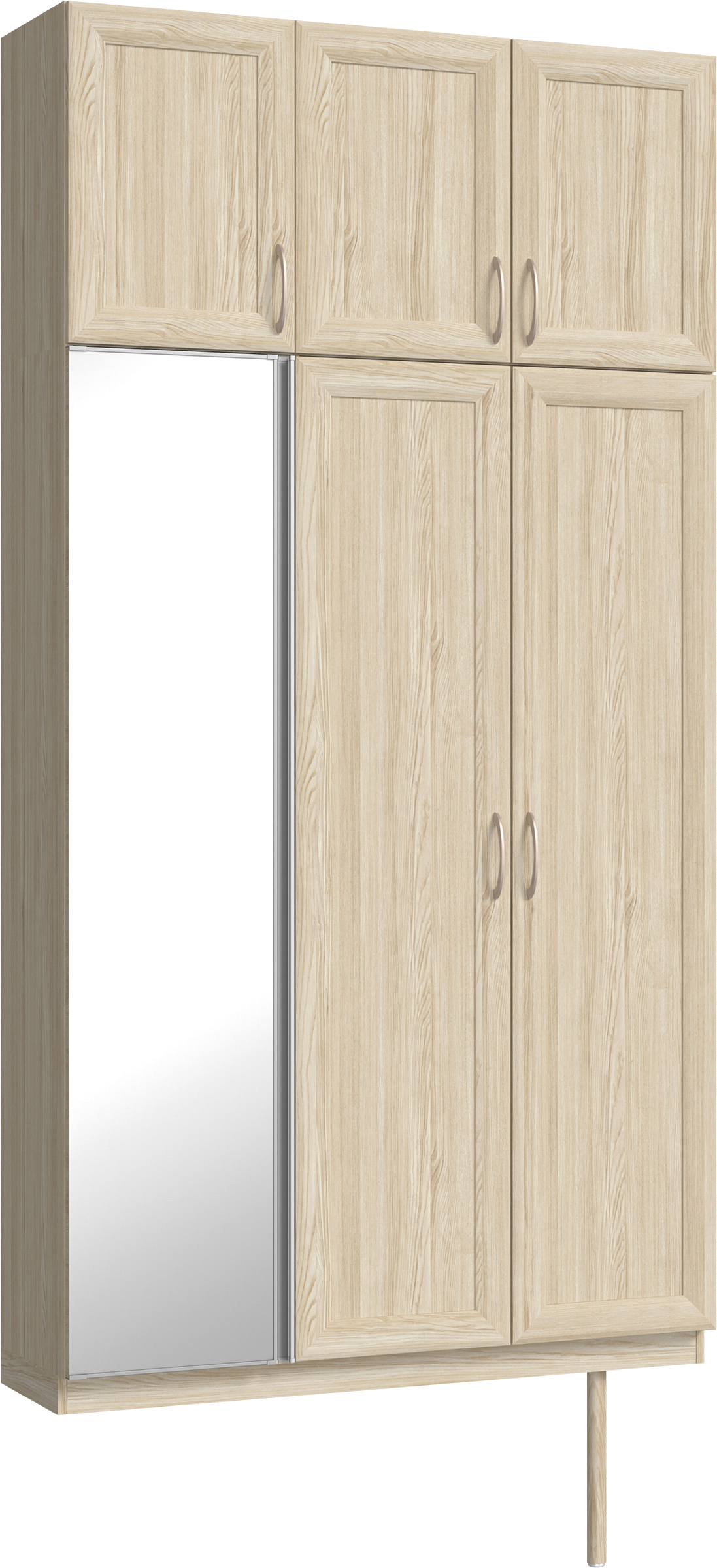 玄関収納　イエリア　開き戸ユニット　カマチ　Ｓ３５　トールＰＬＡＮ　シューズ収納　ミラー扉　１２００幅　〈ソフトグレージュ柄〉　ハンドルラウンド型〈Ｔシルバー色〉