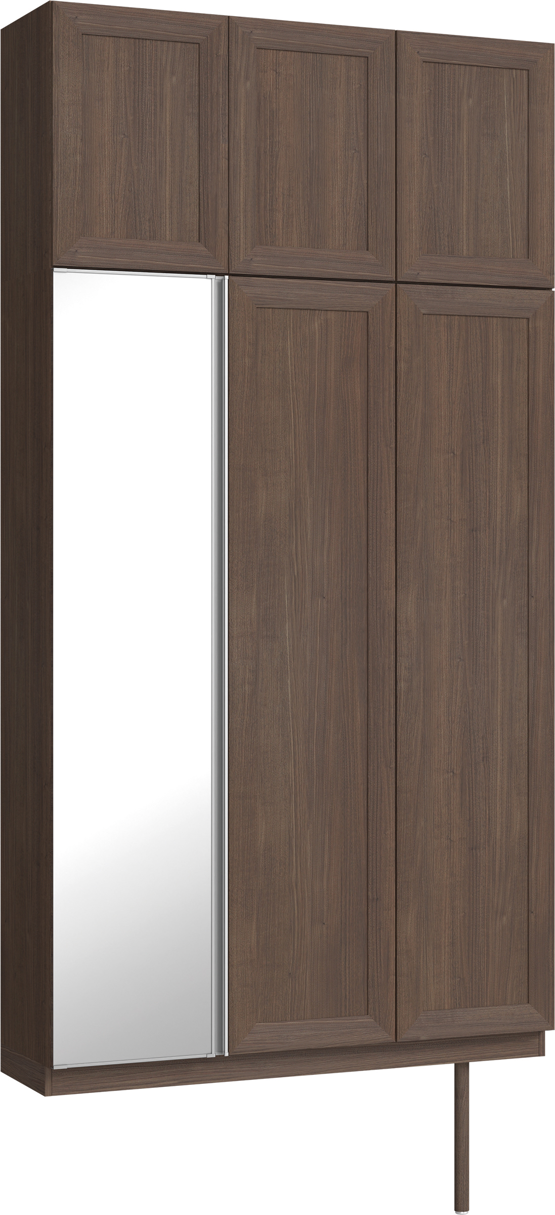 玄関収納　イエリア　開き戸ユニット　カマチ　Ｓ３５　トールＰＬＡＮ　シューズ収納　ミラー扉　１２００幅　〈ダルブラウン柄〉　ハンドルレス