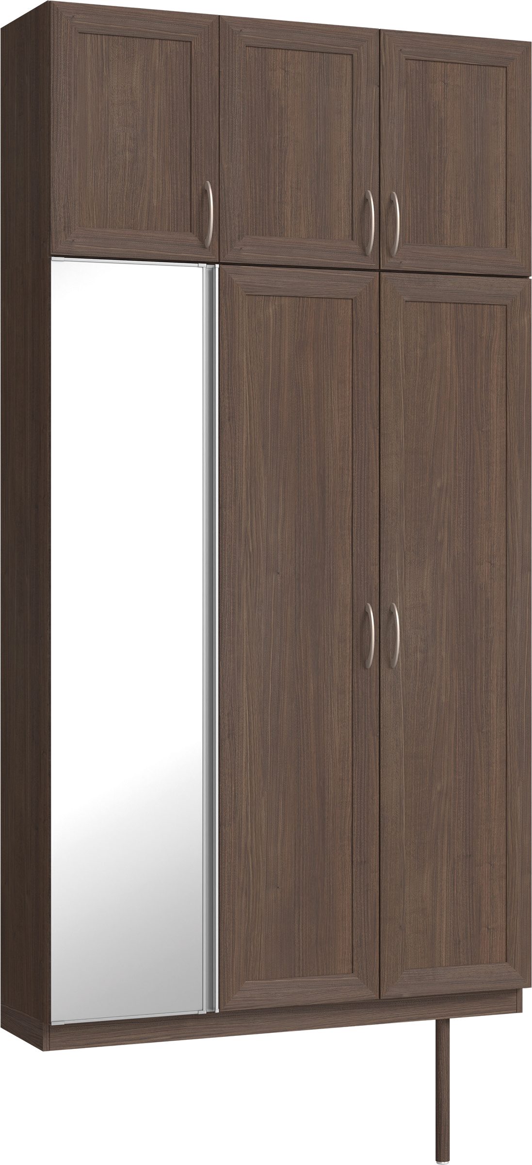 玄関収納　イエリア　開き戸ユニット　カマチ　Ｓ３５　トールＰＬＡＮ　シューズ収納　ミラー扉　１２００幅　〈ダルブラウン柄〉　ハンドルラウンド型〈Ｔシルバー色〉