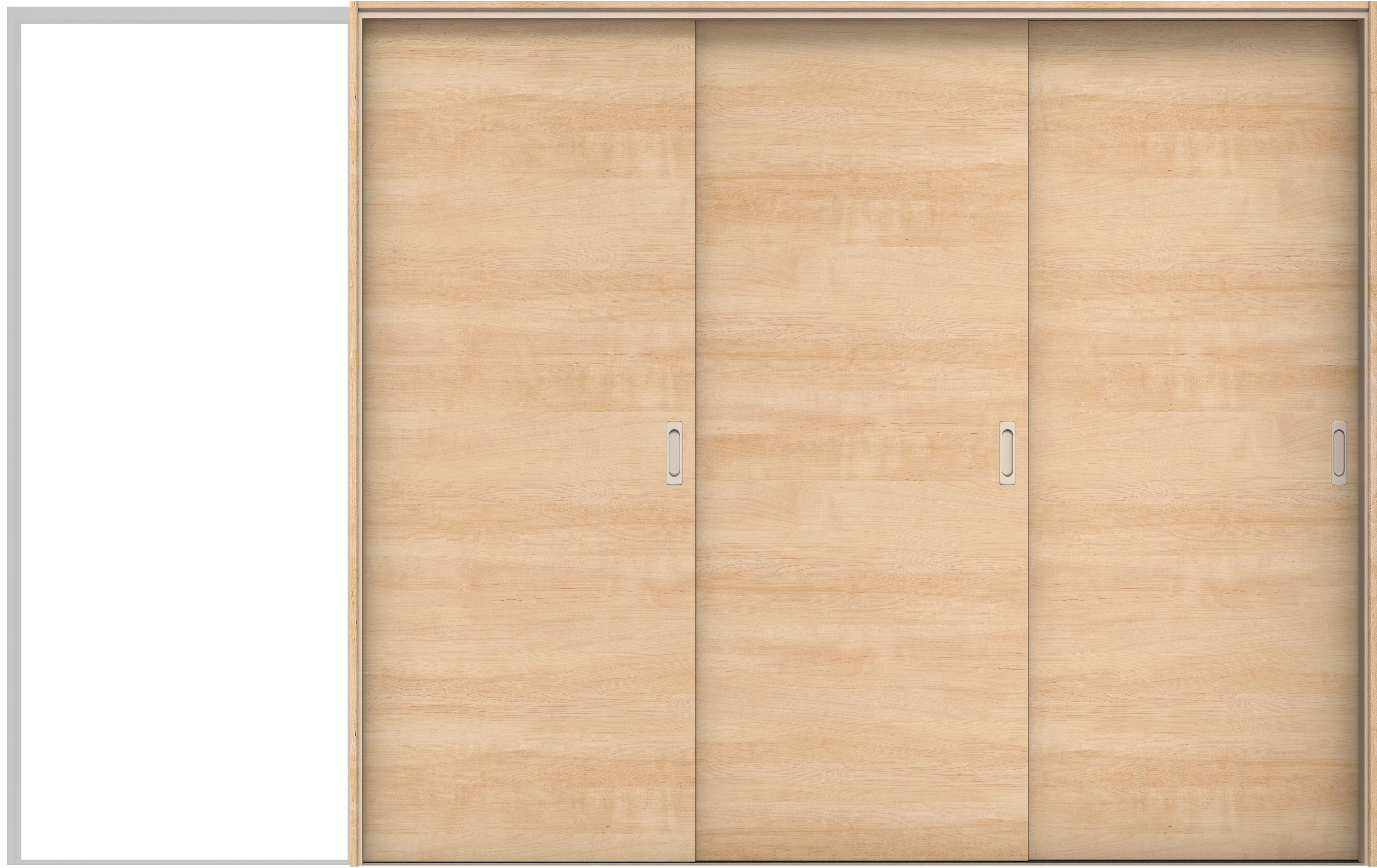 イエリア　戸襖　引戸・３枚片引　扉セット　Ｕ０デザイン　３２２９幅用　２０００高　〈ミルベージュ柄〉　化粧タイプ（刷毛引き風）〈白縁〉　右引　〈シルバー色〉×〈Ｔシルバー色〉