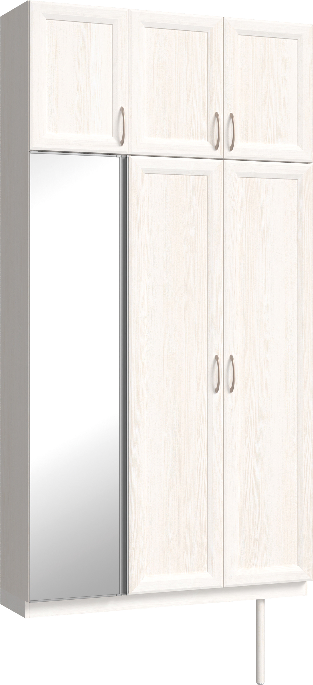 玄関収納　イエリア　開き戸ユニット　カマチ　Ｓ３５　トールＰＬＡＮ　シューズ収納　ミラー扉　１２００幅　〈ネオホワイト柄〉　ハンドルラウンド型〈Ｔシルバー色〉