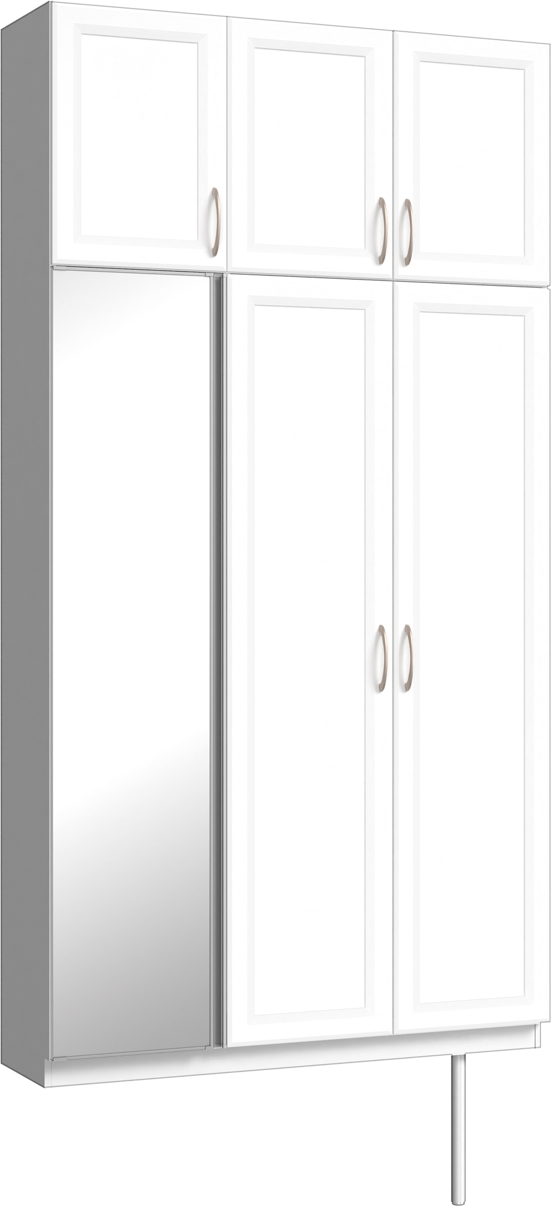 玄関収納　イエリア　開き戸ユニット　カマチ　Ｓ３５　トールＰＬＡＮ　シューズ収納　ミラー扉　１２００幅　〈パウダーホワイト柄〉　ハンドルラウンド型〈Ｔシルバー色〉